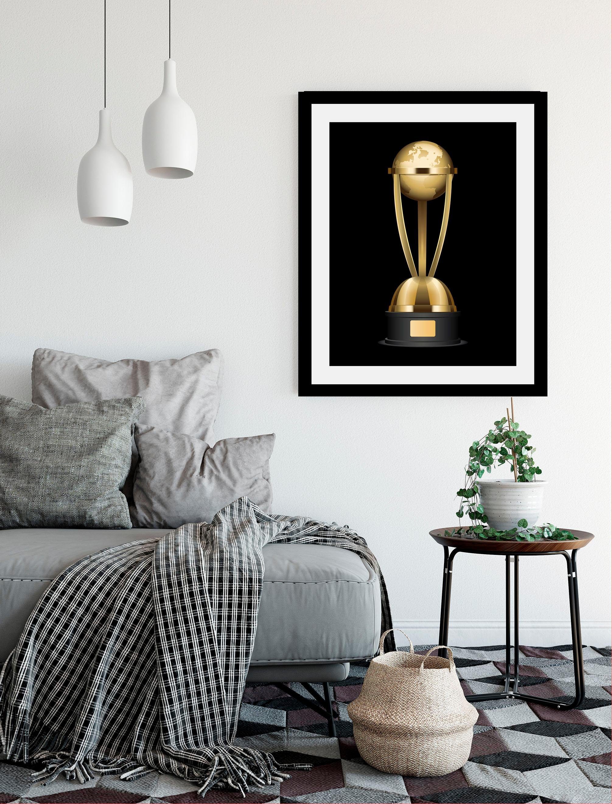 queence Wanddecoratie Bokaal HD premium posterdruk incl. houten lijst