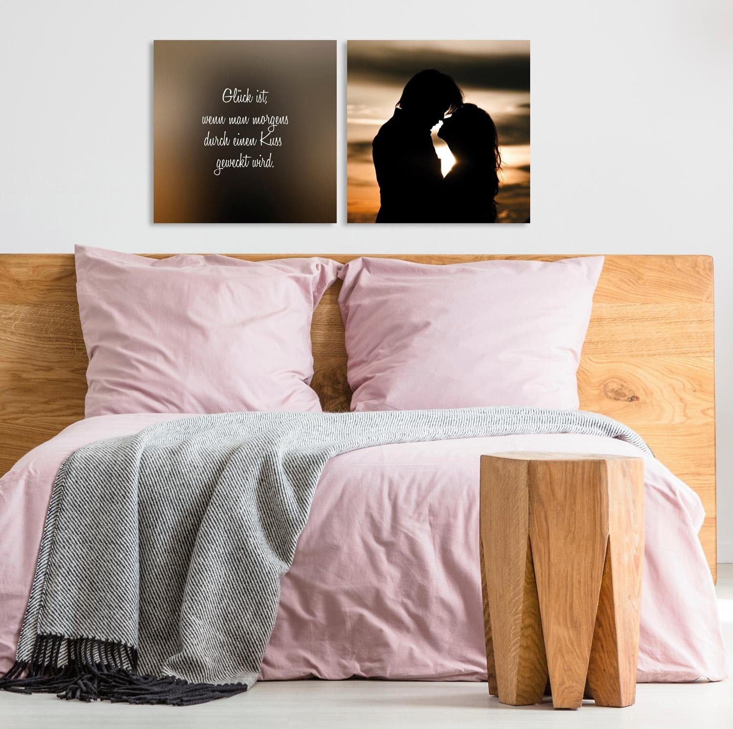 queence Artprint op linnen Kus Premium canvasstof, handgemaakt in Duitsland, uitspraak, 2-delige set (set)