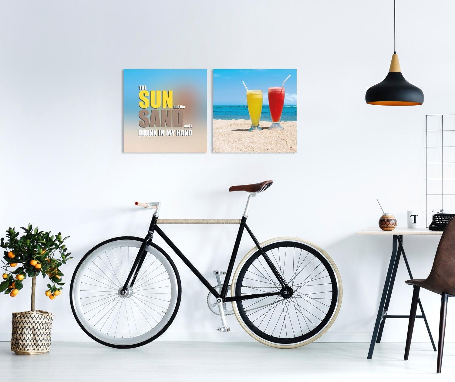 queence Artprint op linnen Drink in my hand Premium canvasstof, handgemaakt in Duitsland, uitspraak, 2-delige set (set)