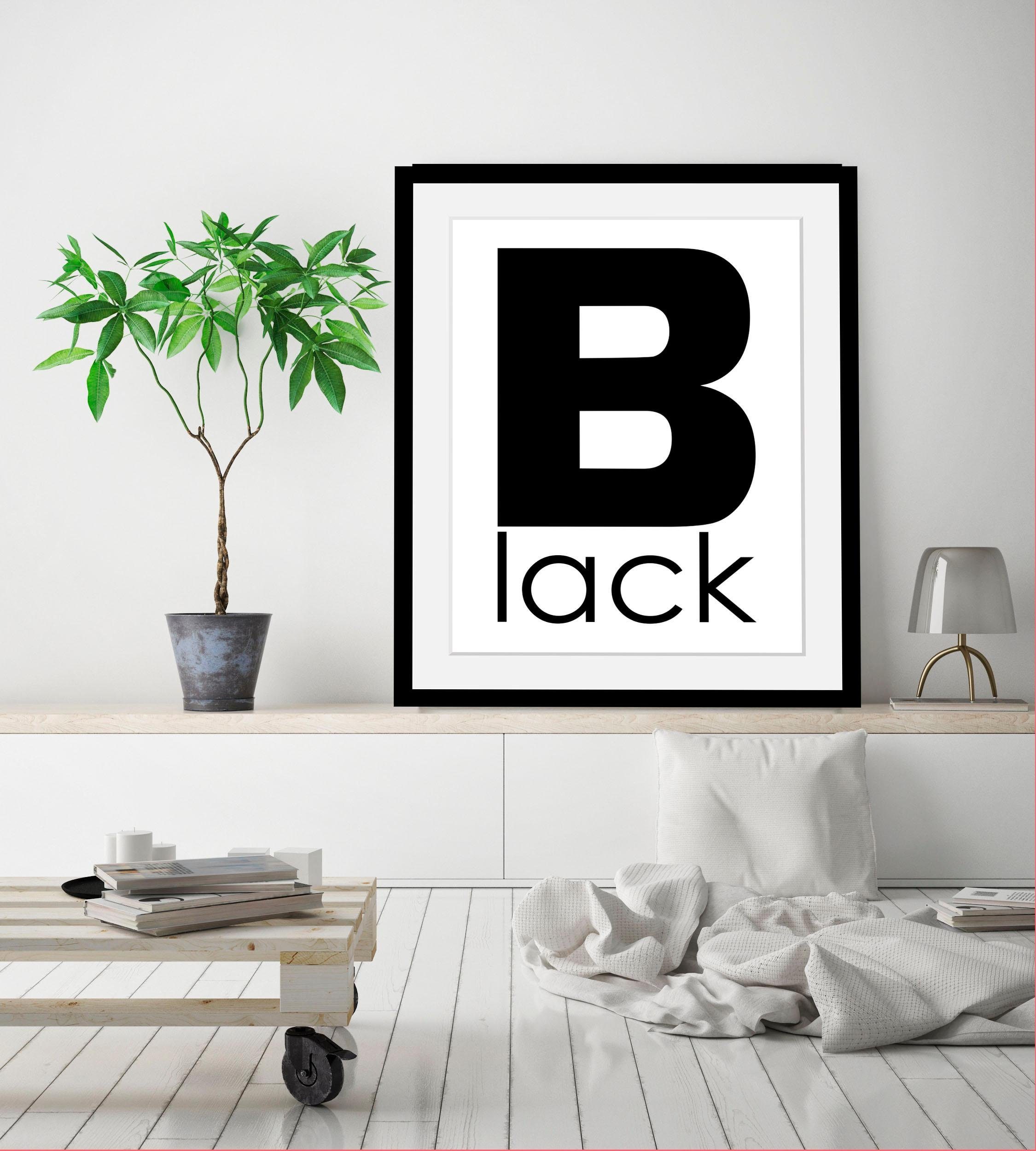 queence Wanddecoratie Black HD premium posterdruk incl. houten lijst