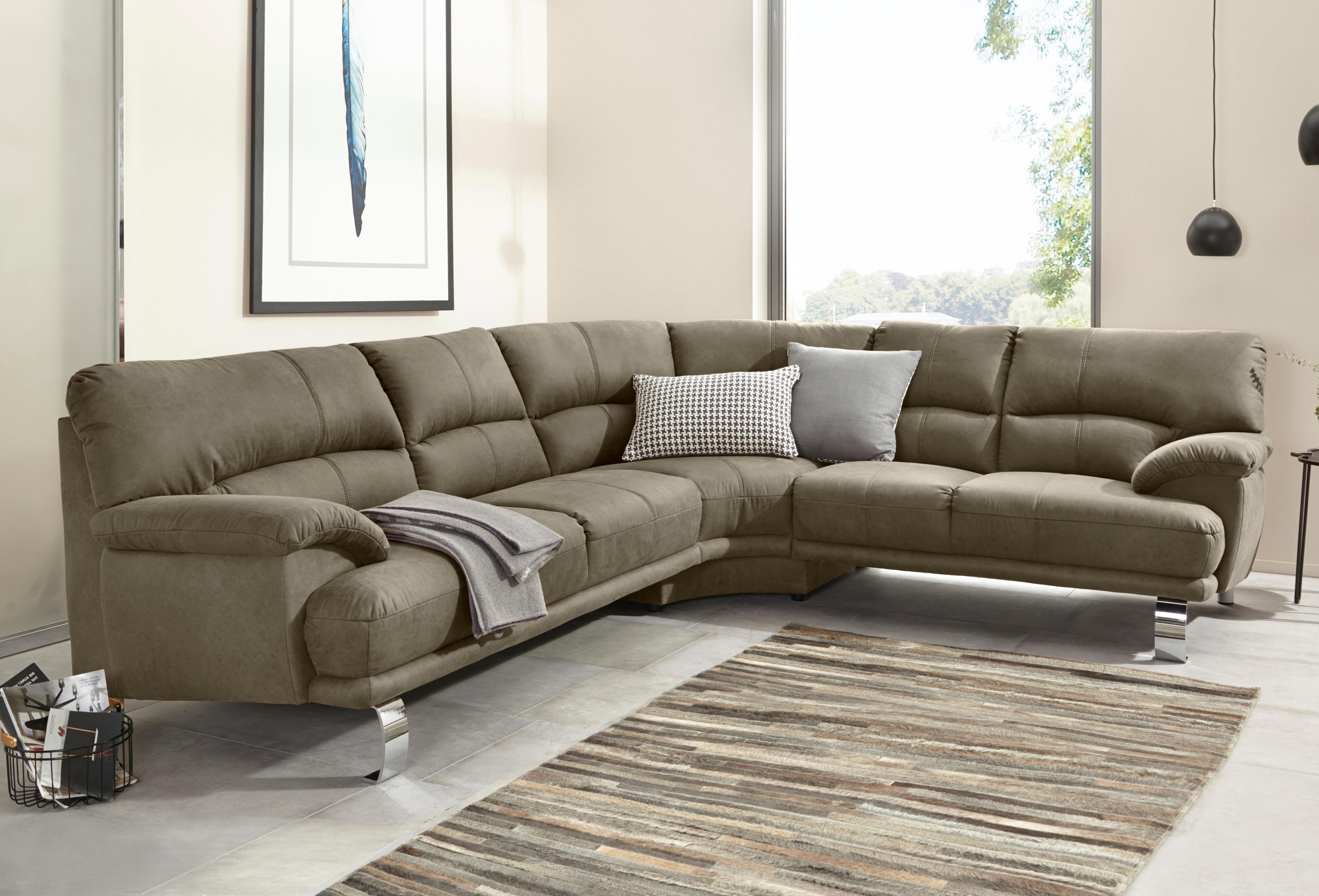 TRENDMANUFAKTUR Hoekbank Cecilia II, in Italiaans design, comfortabel, hoog zitcomfort, L-vorm