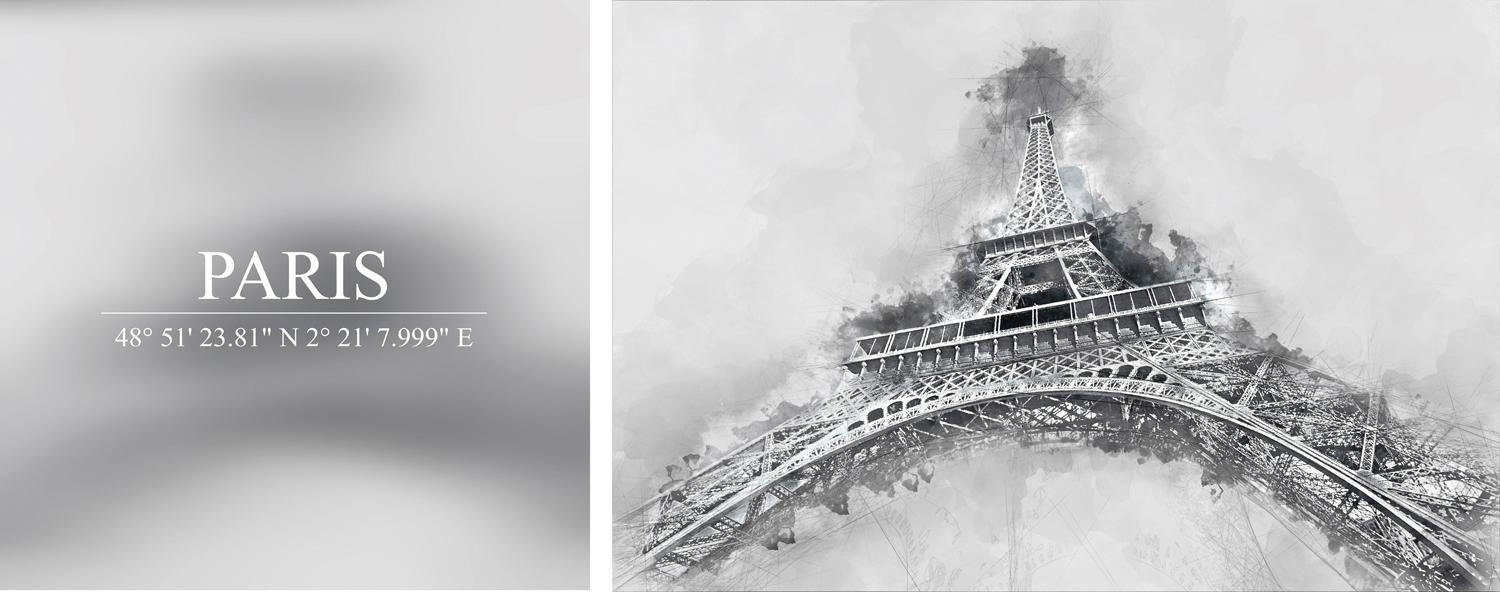 queence Artprint op linnen Paris Premium canvasstof, handgemaakt in Duitsland, uitspraak, 2-delige set (set) foto schilderijen multicolor