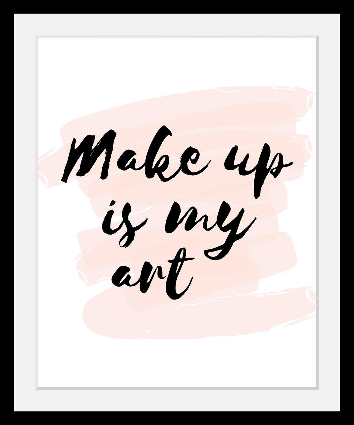 Queence Wanddecoratie Make up HD premium posterdruk incl. houten lijst