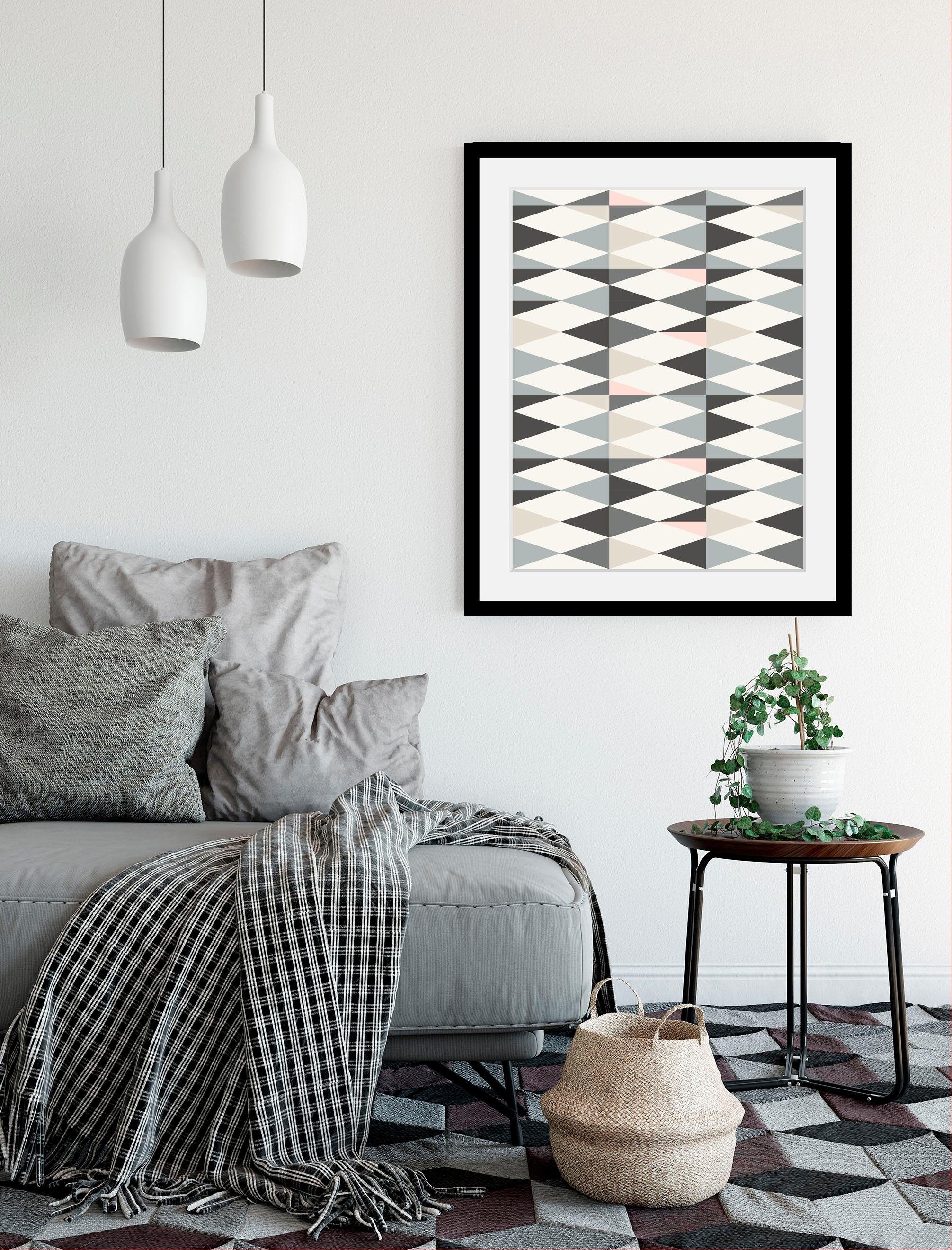 queence Wanddecoratie Abstracte kunst HD premium posterdruk incl. houten lijst