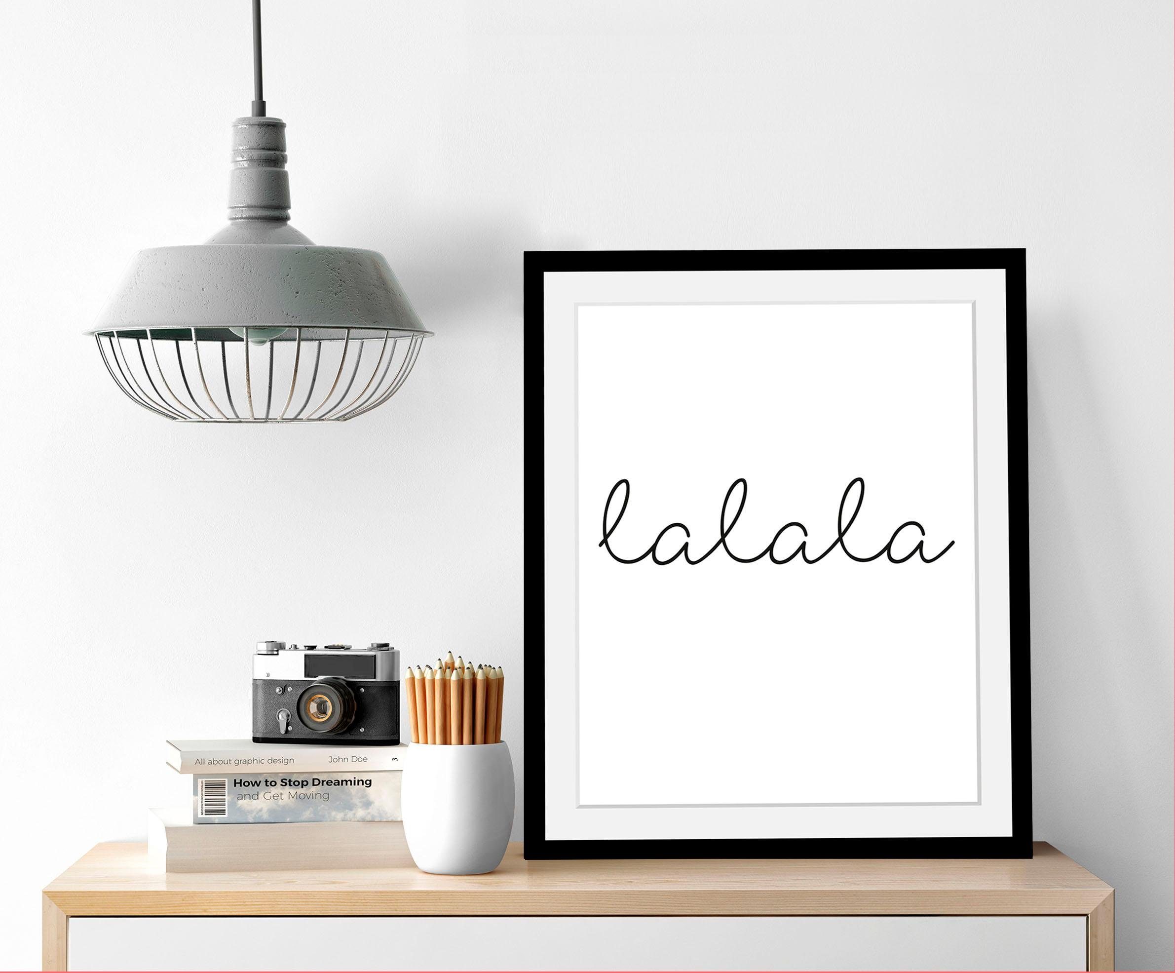 queence Wanddecoratie Lalala HD premium posterdruk incl. houten lijst