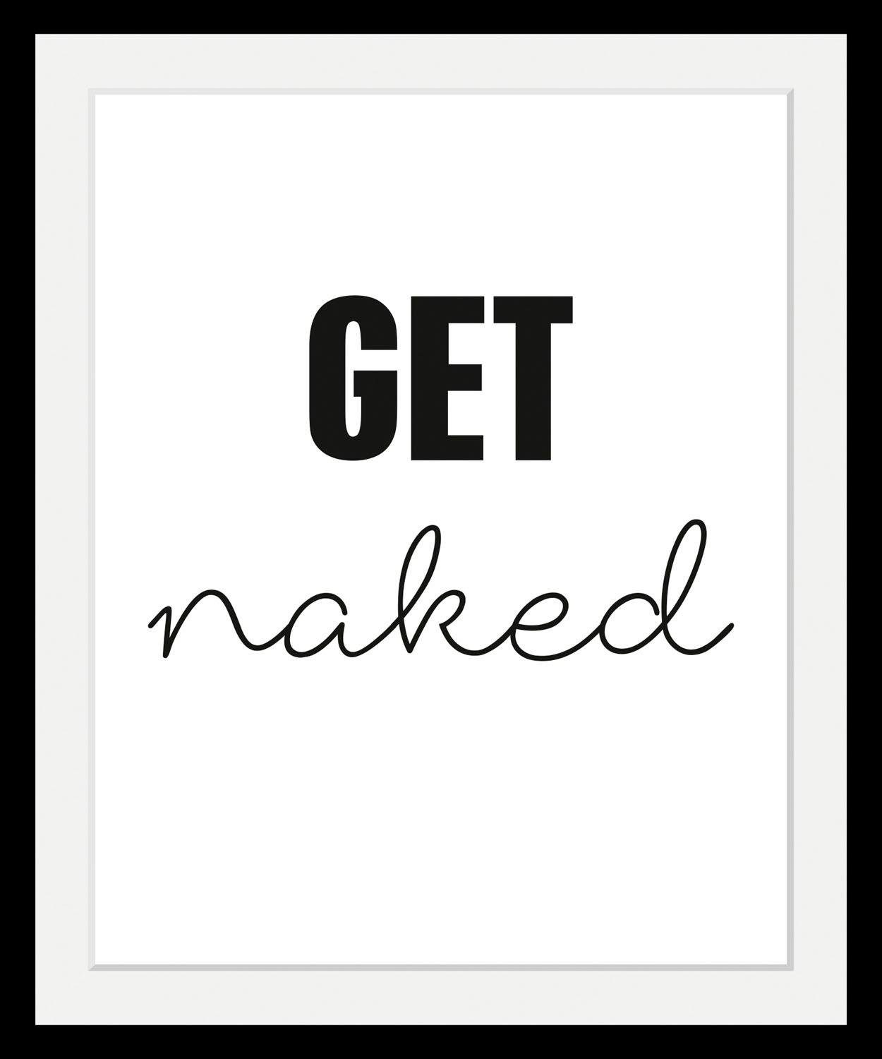 queence Wanddecoratie Get naked HD premium posterdruk incl. houten lijst schilderijen maat 50 cm x 70 cm x 3 cm zwart