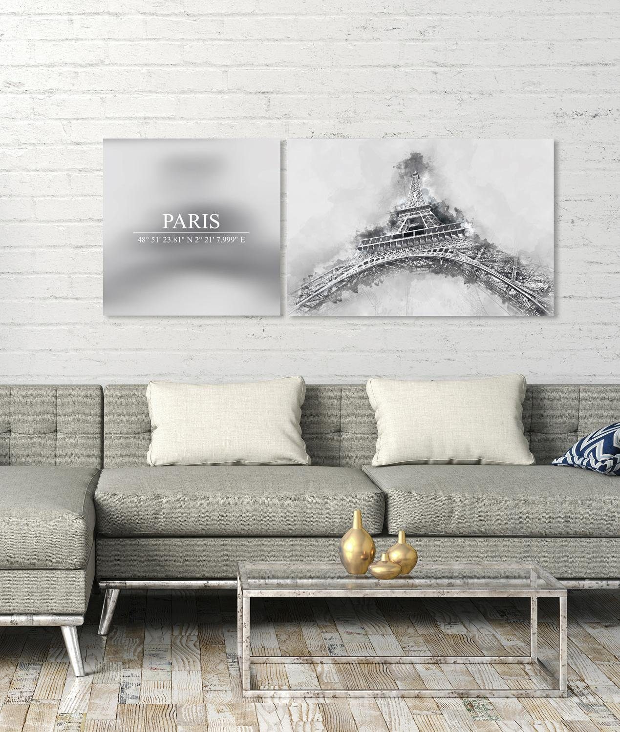 queence Artprint op linnen Paris Premium canvasstof, handgemaakt in Duitsland, uitspraak, 2-delige set (set)