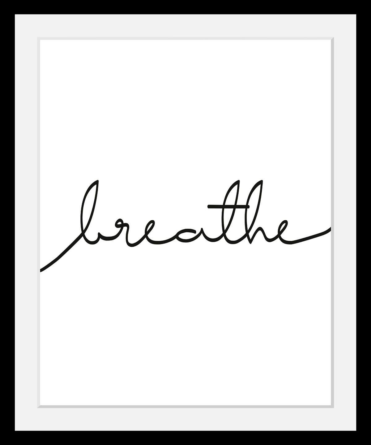queence Wanddecoratie Breathe HD premium posterdruk incl. houten lijst schilderijen maat 30 cm x 40 cm x 3 cm zwart