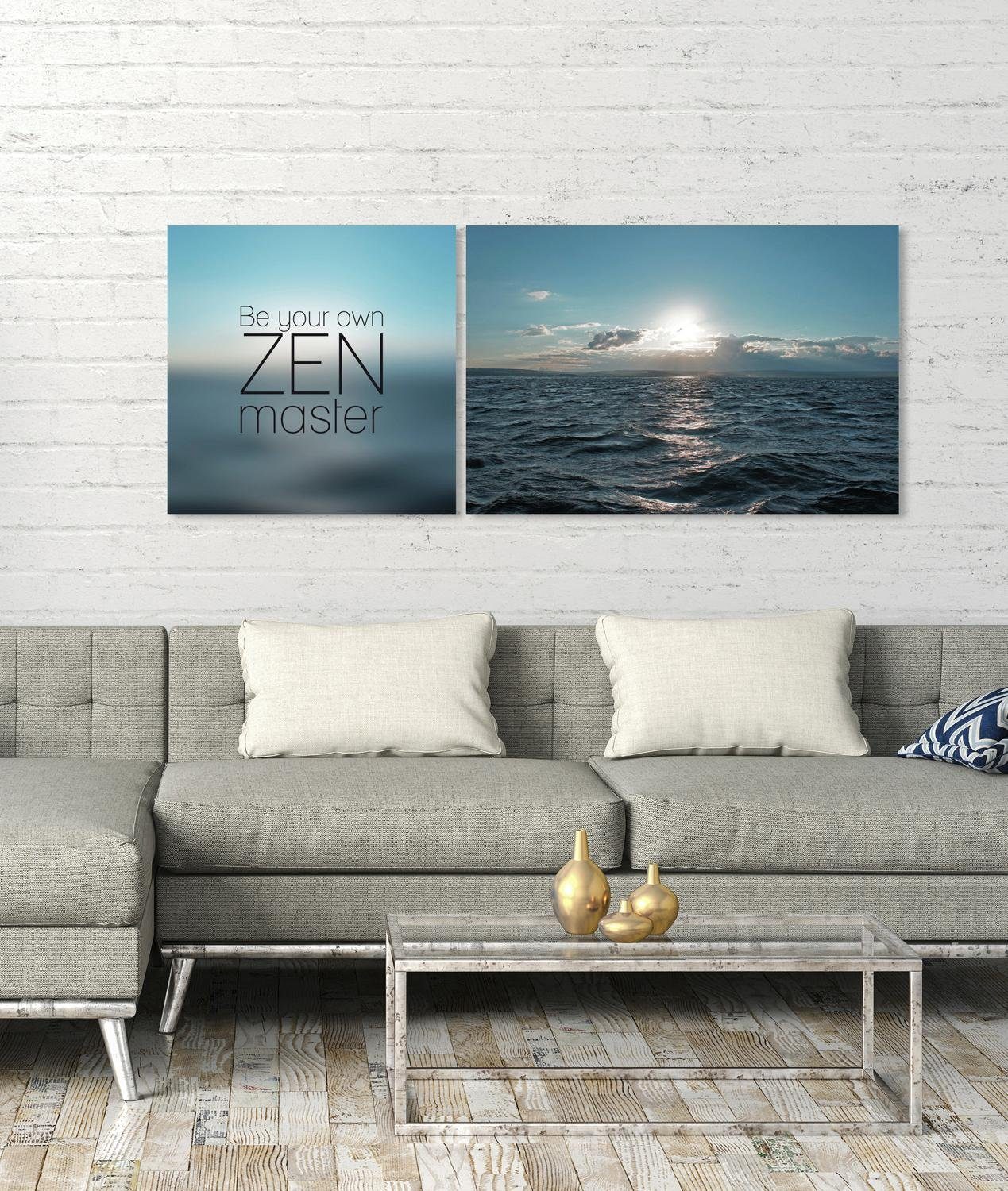queence Artprint op linnen Zenmaster Premium canvasstof, handgemaakt in Duitsland, uitspraak, 2-delige set (set)