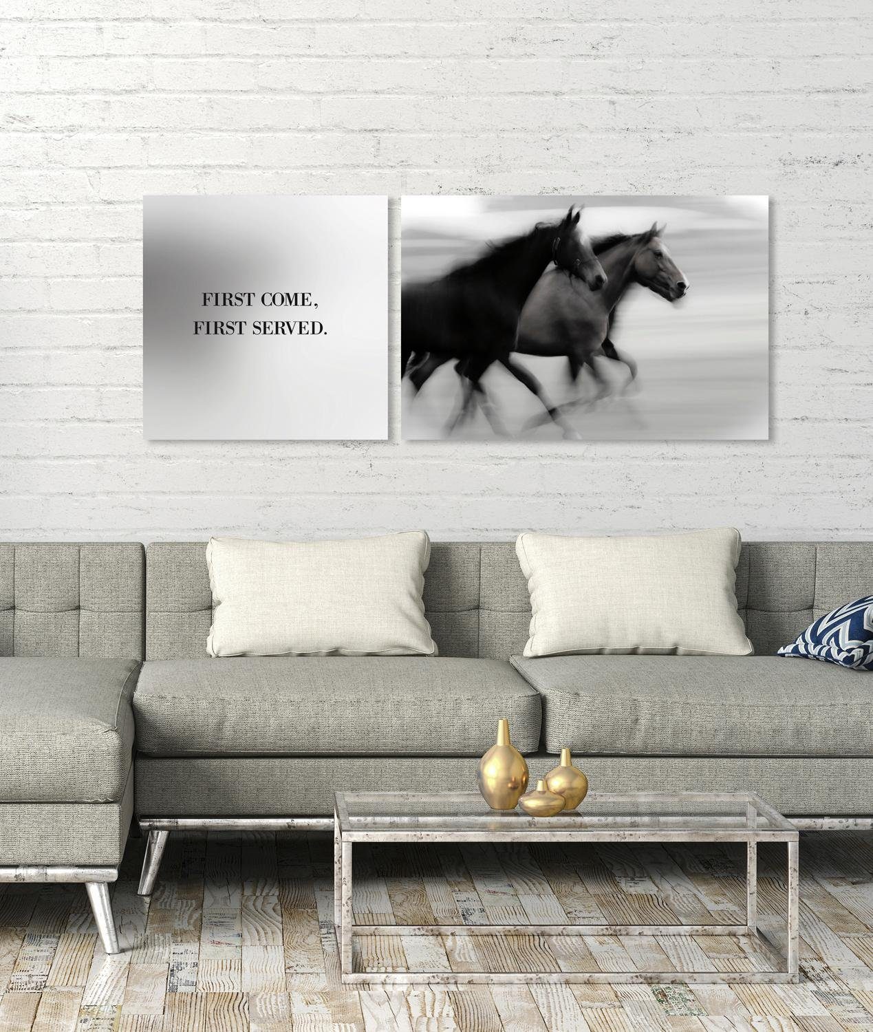 queence Artprint op linnen First come, first served Premium canvasstof, handgemaakt in Duitsland, uitspraak, 2-delige set (set)