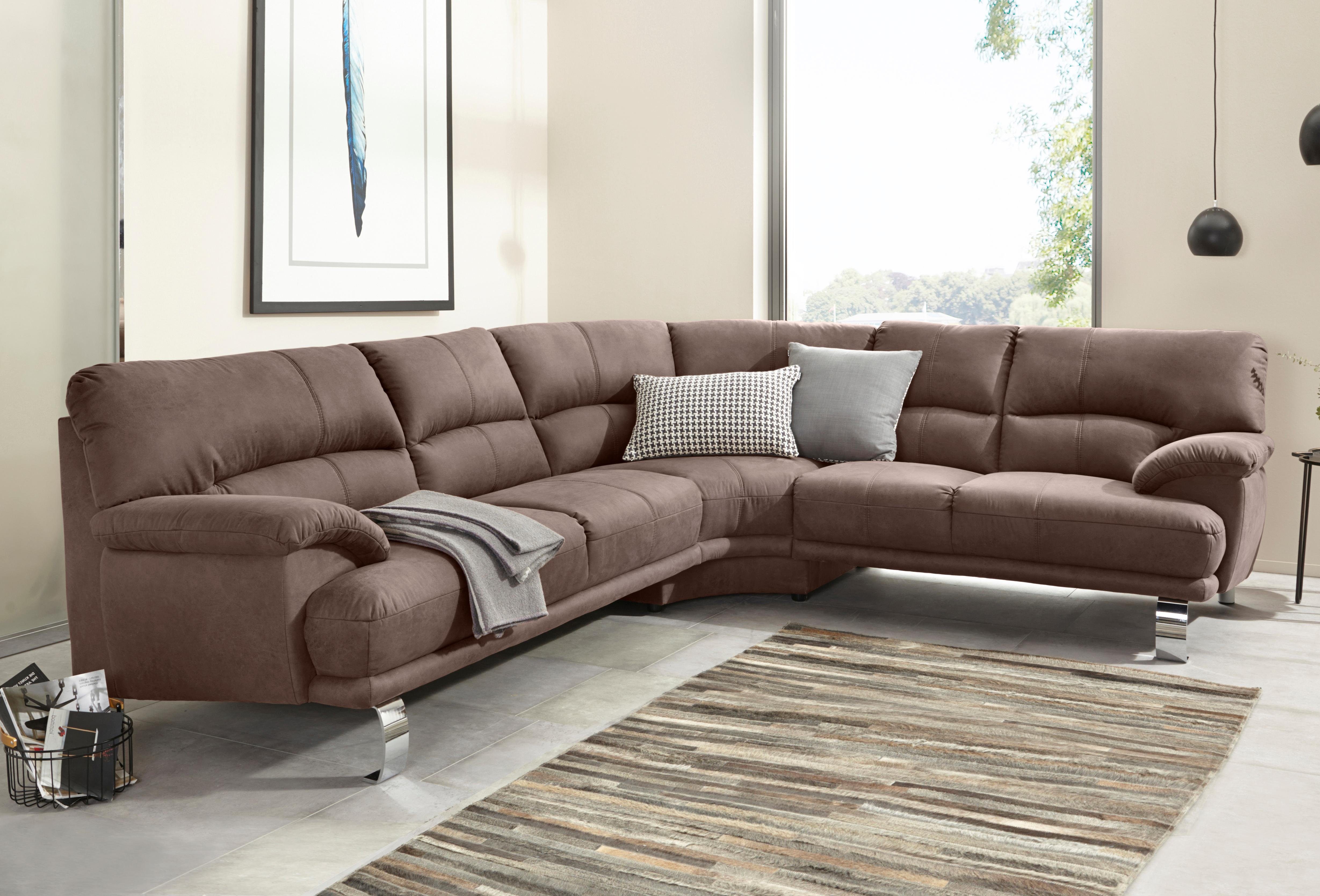TRENDMANUFAKTUR Hoekbank Cecilia II, in Italiaans design, comfortabel, hoog zitcomfort, L-vorm