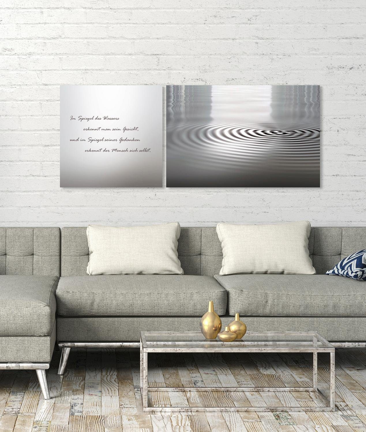 queence Artprint op linnen Water Premium canvasstof, handgemaakt in Duitsland, citaat, 2-delige set (set)