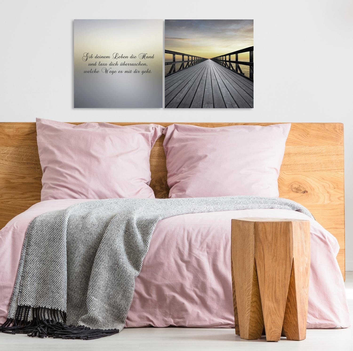 queence Artprint op linnen Weg in de toekomst Premium canvasstof, handgemaakt in Duitsland, uitspraak, 2-delige set (set)