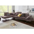exxpo - sofa fashion hoekbank inclusief hoofd- resp. verstelbare rugleuning en verstelbare armleuning bruin