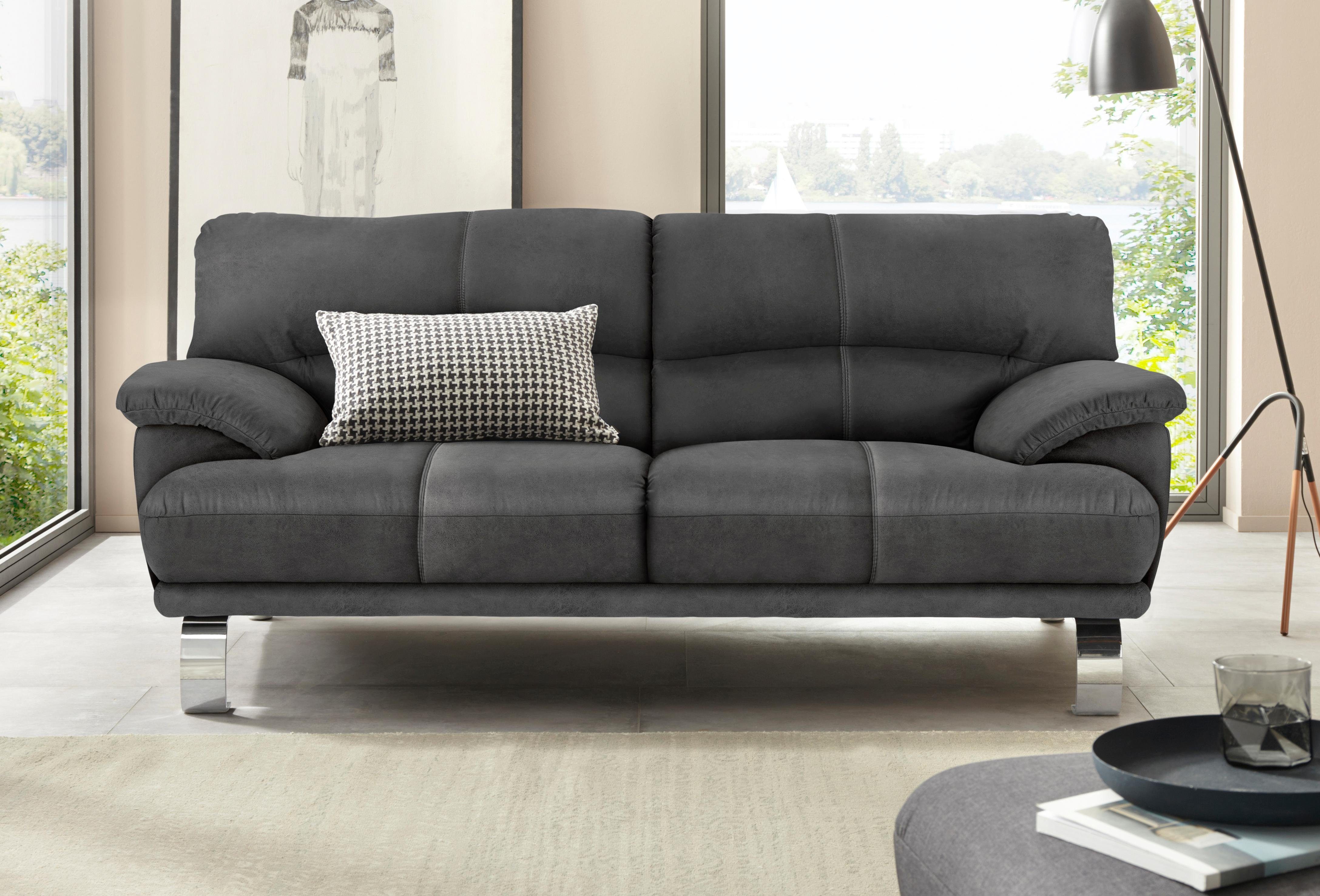TRENDMANUFAKTUR 3-zitsbank Cecilia II, met Italiaans design, geweldige details grijs, 3-zitsbanken, 200 cm