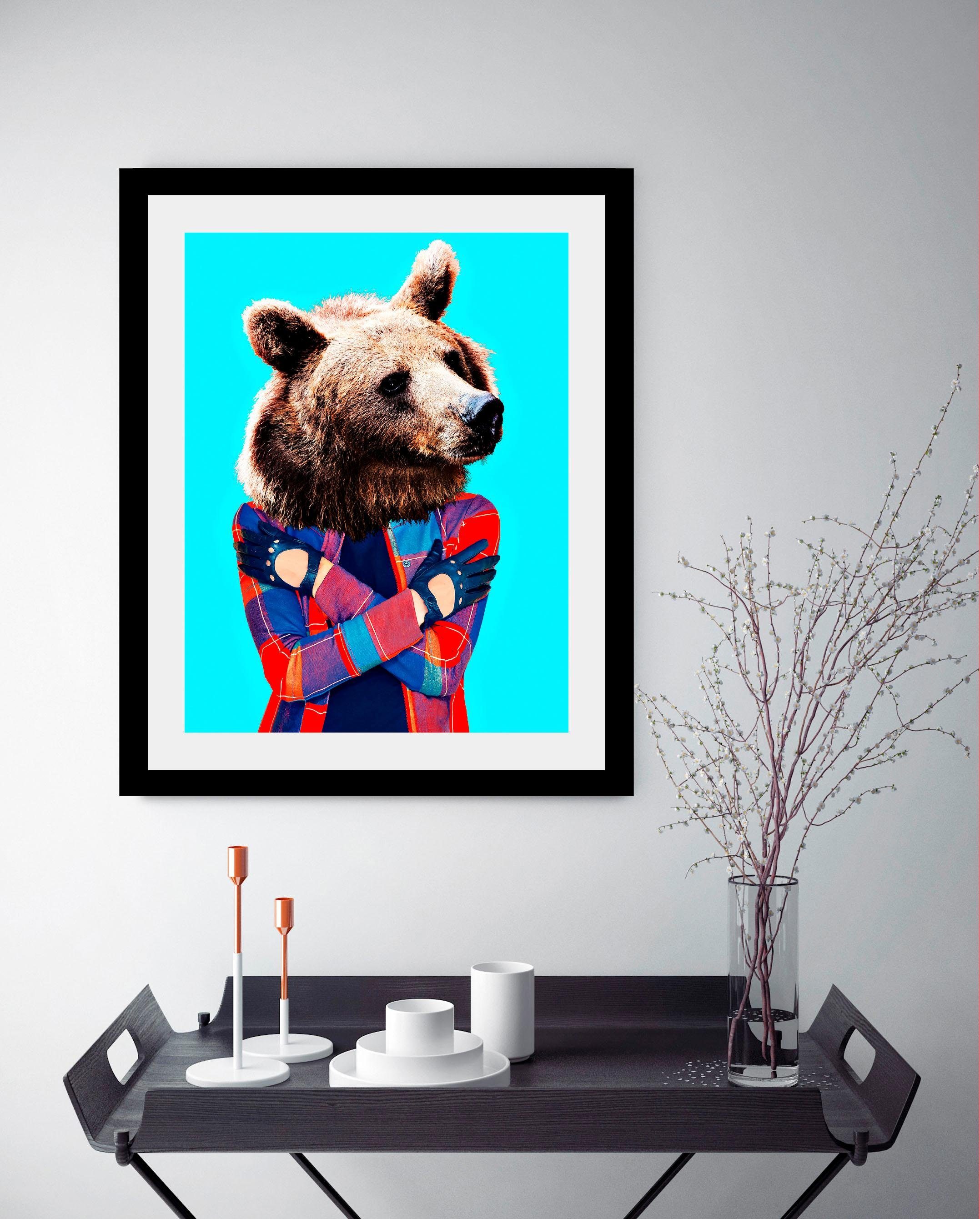 queence Wanddecoratie Beer HD premium posterdruk incl. houten lijst