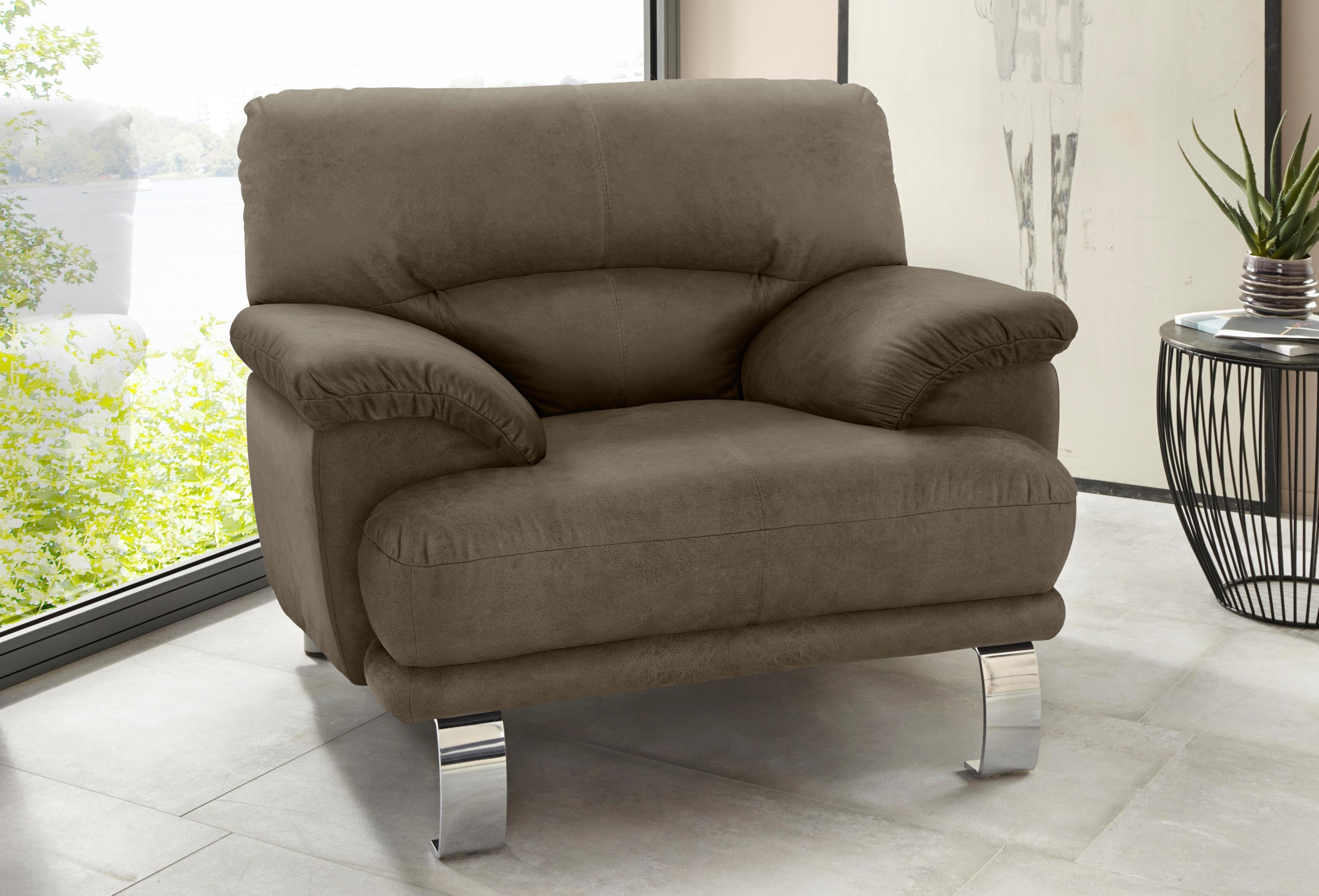 TRENDMANUFAKTUR Fauteuil Cecilia II, loungestoel in Italiaans design (set) fauteuils maat Microvezel vintage bruin