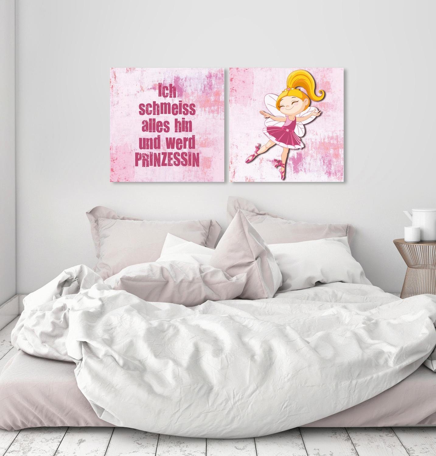 queence Artprint op linnen Prinses Premium canvasstof, handgemaakt in Duitsland, uitspraak, 2-delige set (set)