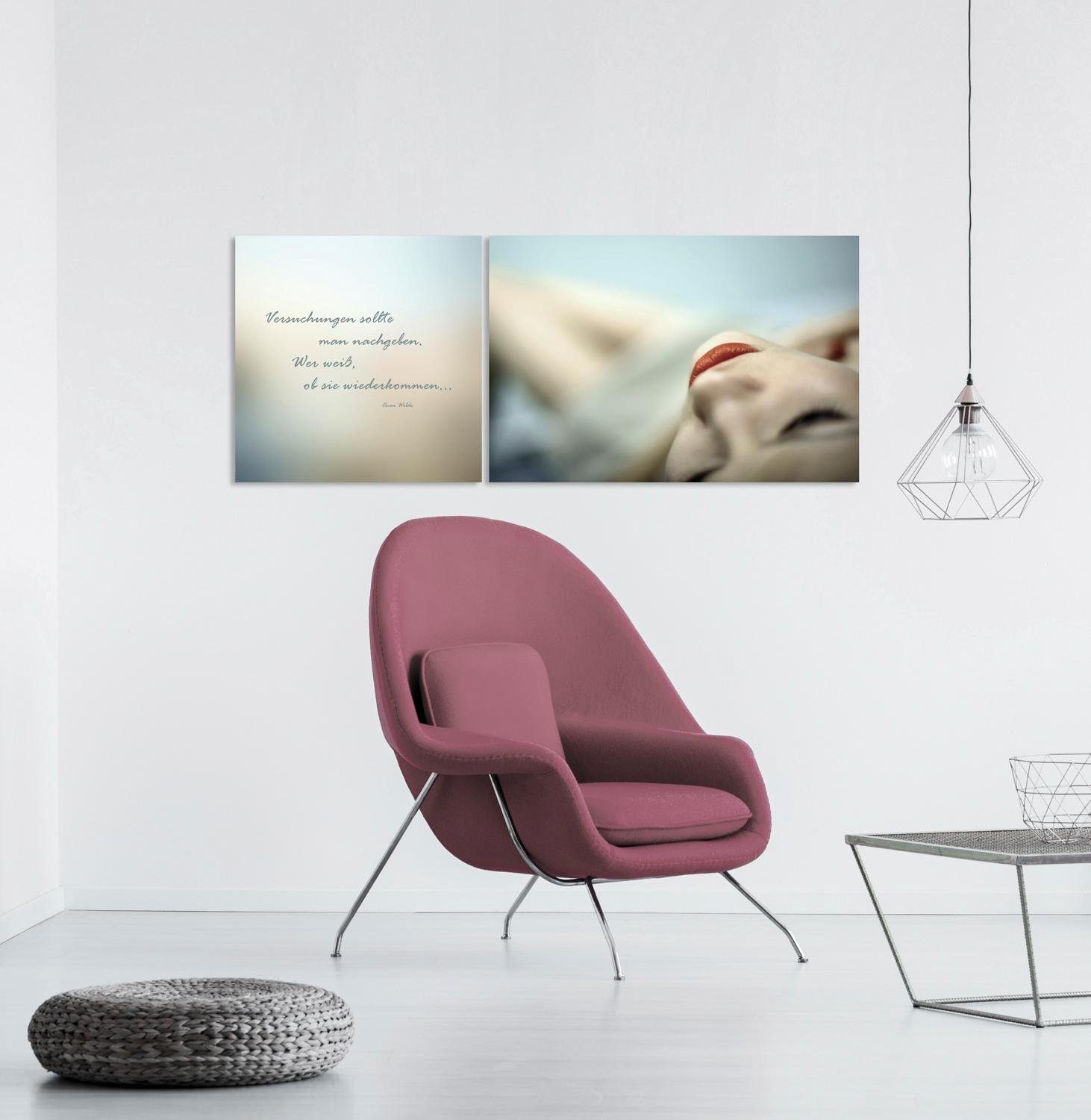 queence Artprint op linnen Verleidingen Premium canvasstof, handgemaakt in Duitsland, citaat, 2-delige set (set)