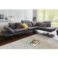 exxpo - sofa fashion hoekbank inclusief hoofd- resp. verstelbare rugleuning en verstelbare armleuning grijs