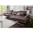exxpo - sofa fashion hoekbank inclusief hoofd- resp. verstelbare rugleuning en verstelbare armleuning bruin