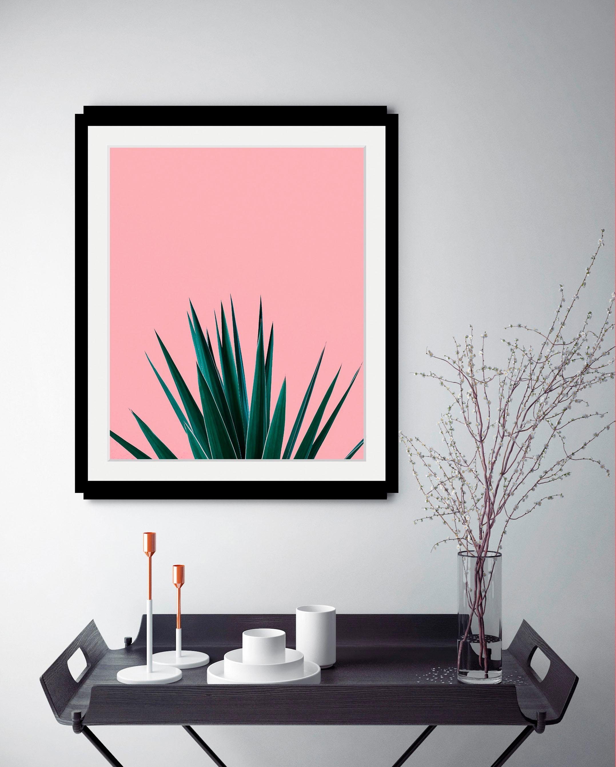 queence Wanddecoratie Palm HD premium posterdruk incl. houten lijst
