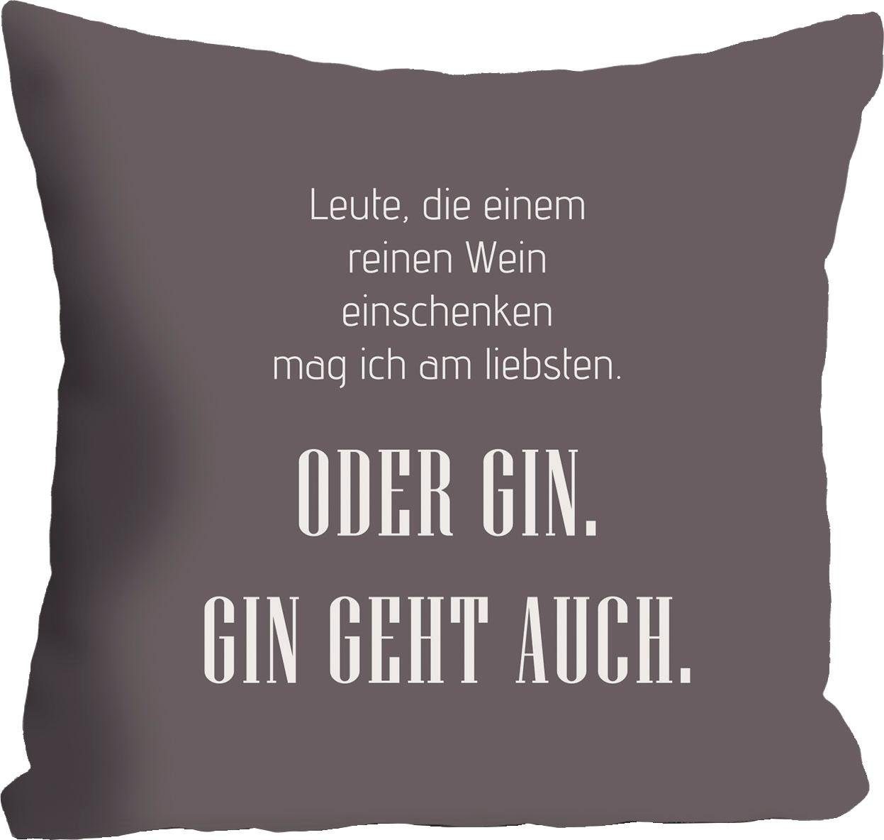 Queence Sierkussen Wijn & gin met opschrift, kussenovertrek zonder vulling(1 stuk)
