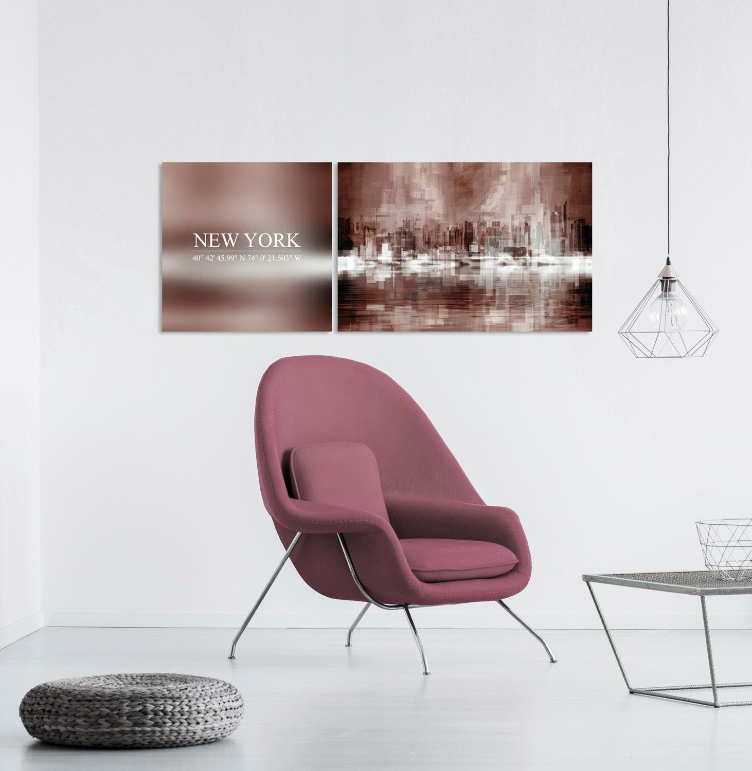 queence Artprint op linnen New York Premium canvasstof, handgemaakt in Duitsland, uitspraak, 2-delige set (set)