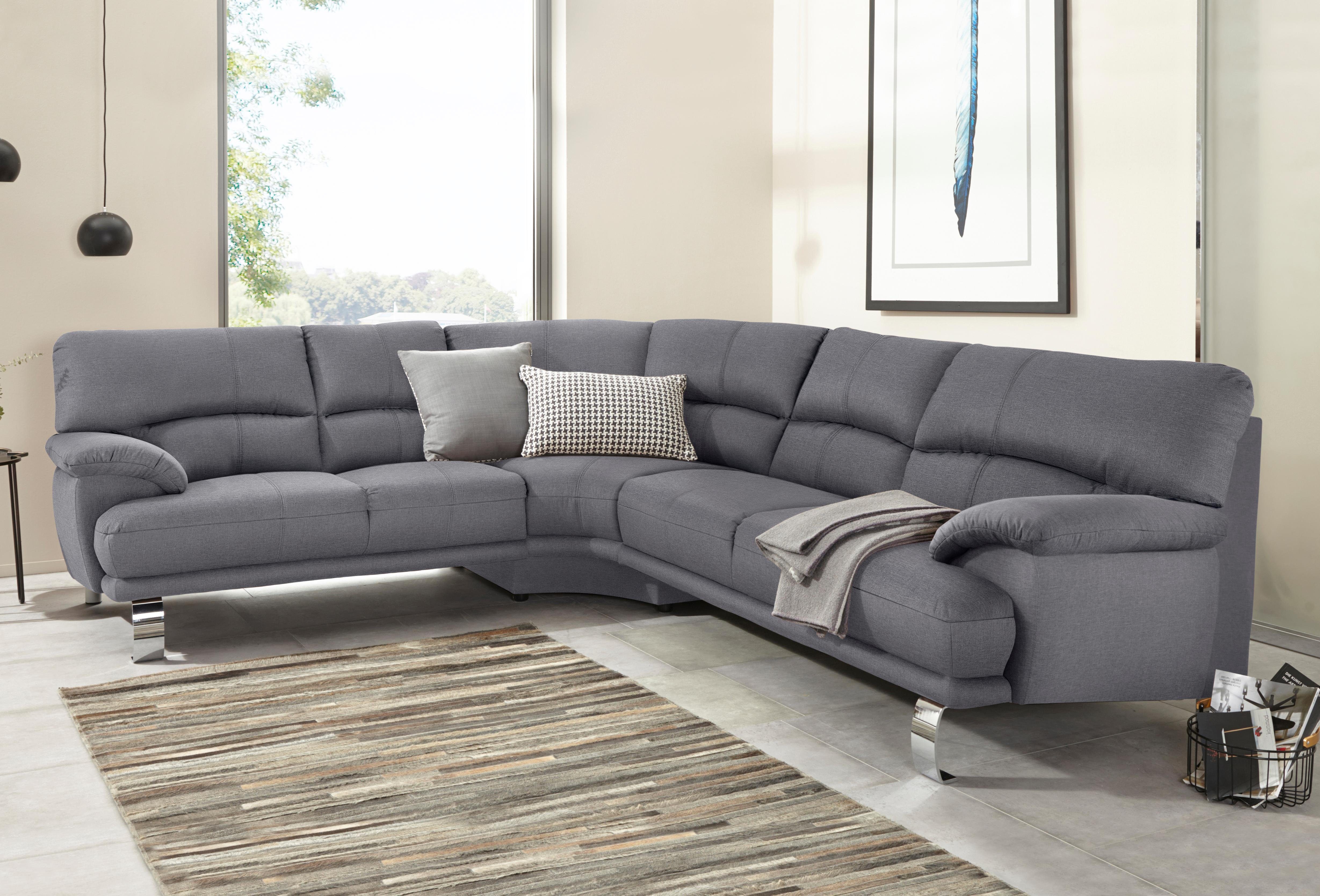 TRENDMANUFAKTUR Hoekbank Cecilia II, in Italiaans design, comfortabel, hoog zitcomfort, L-vorm