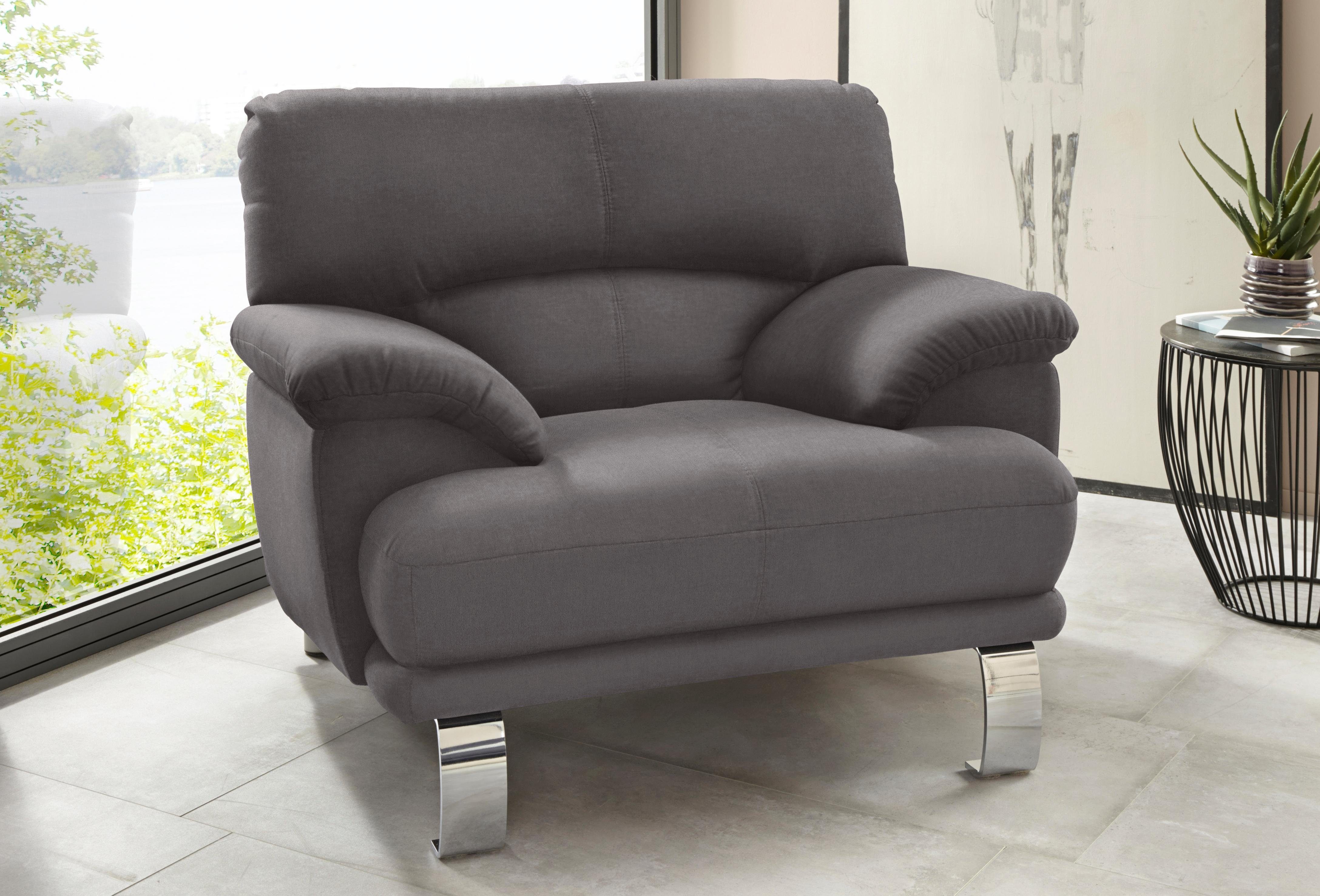 TRENDMANUFAKTUR Fauteuil Cecilia II, loungestoel in Italiaans design (set) fauteuils grijs