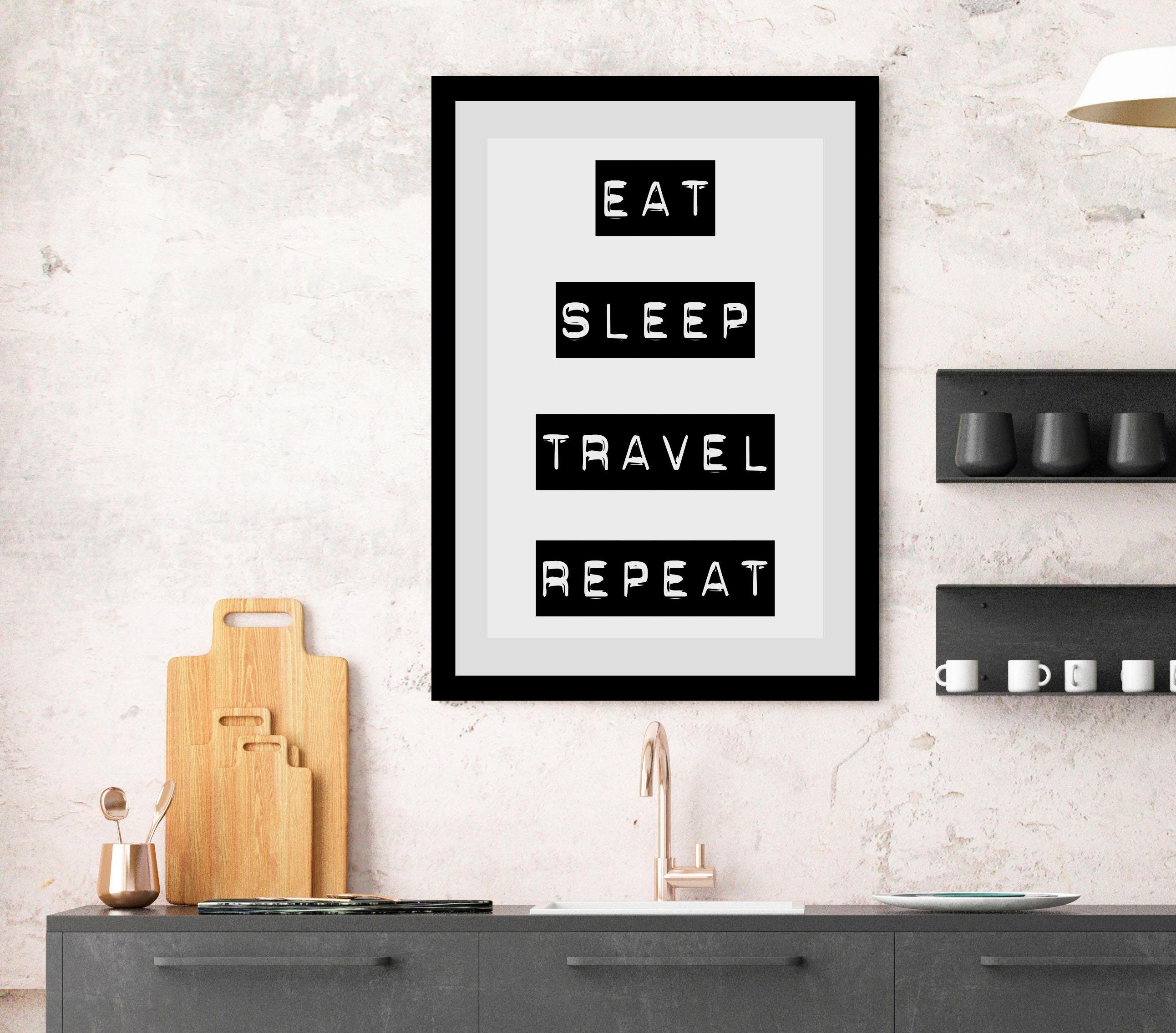 queence Wanddecoratie Eat HD premium posterdruk incl. houten lijst