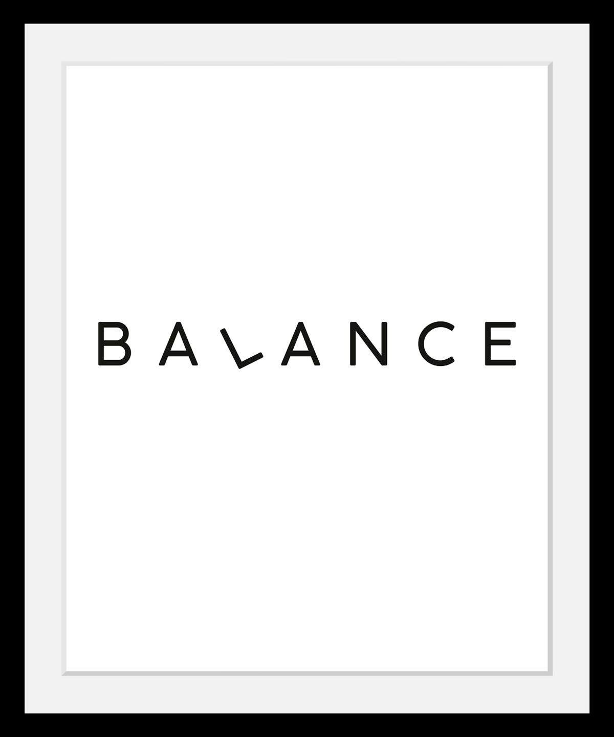 queence Wanddecoratie Balance HD premium posterdruk incl. houten lijst schilderijen maat 40 cm x 50 cm x 3 cm zwart