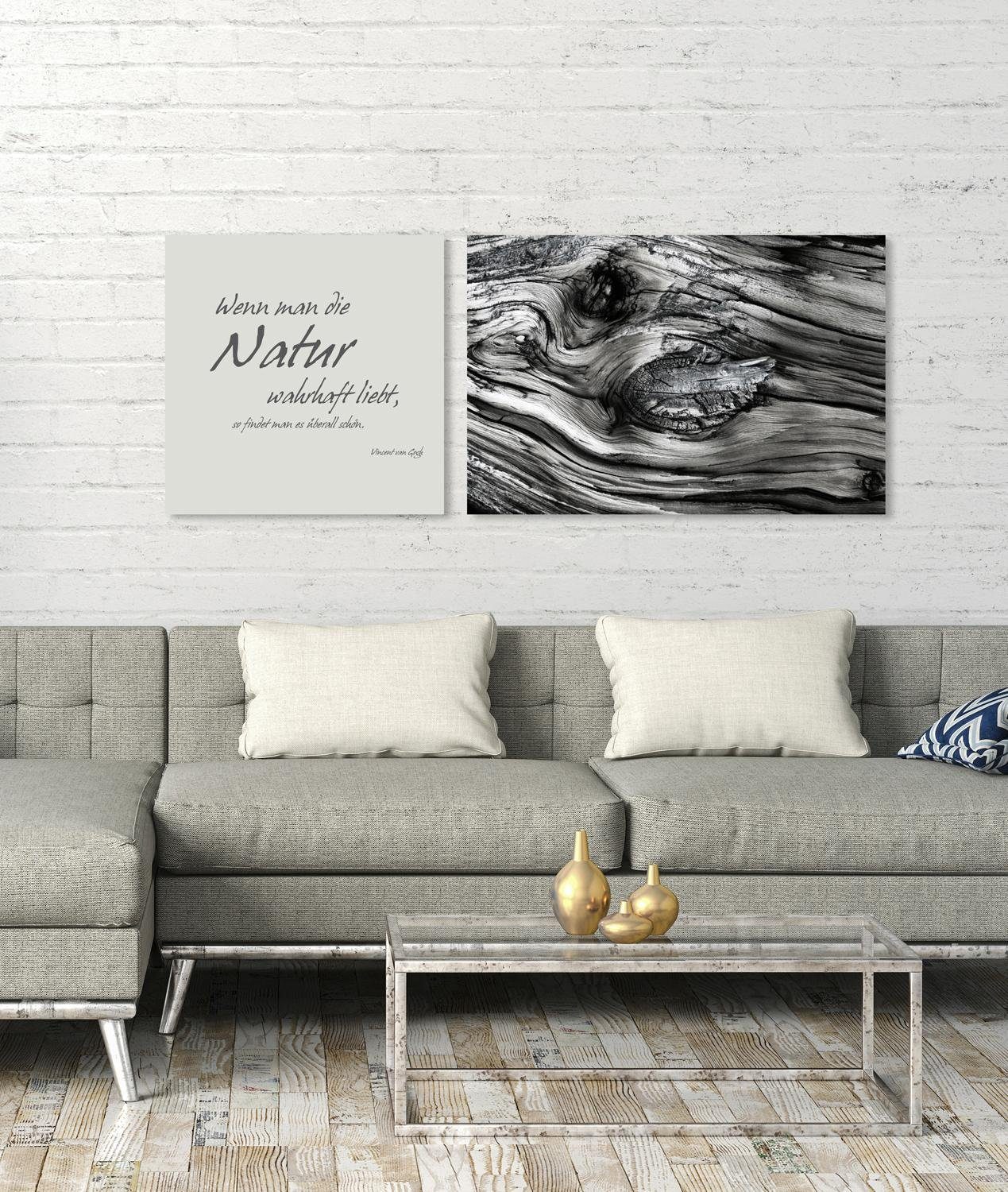 queence Artprint op linnen Naturel Premium canvasstof, handgemaakt in Duitsland, citaat, 2-delige set (set)