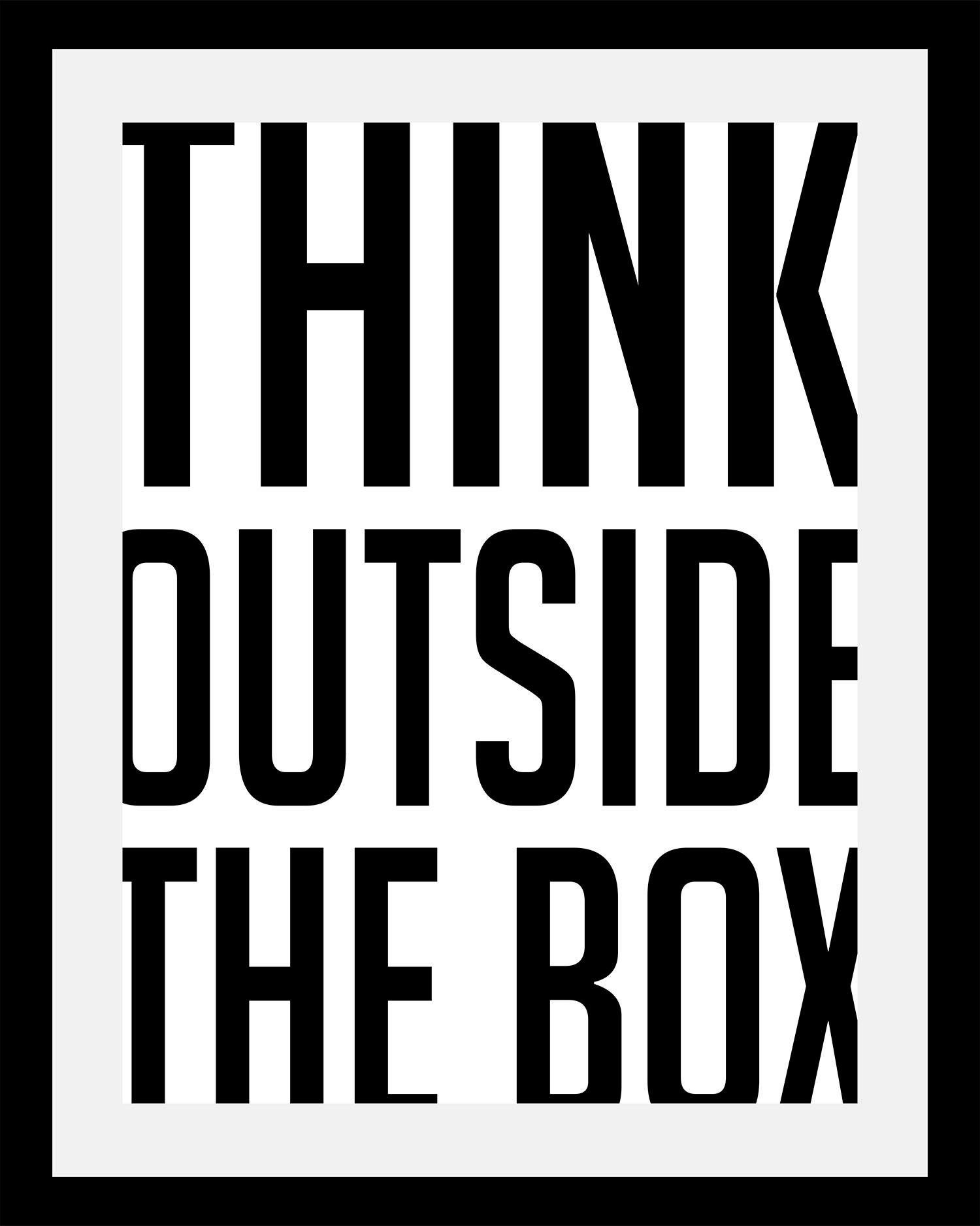 queence Wanddecoratie Think outside HD premium posterdruk incl. houten lijst schilderijen maat 50 cm x 70 cm x 3 cm zwart