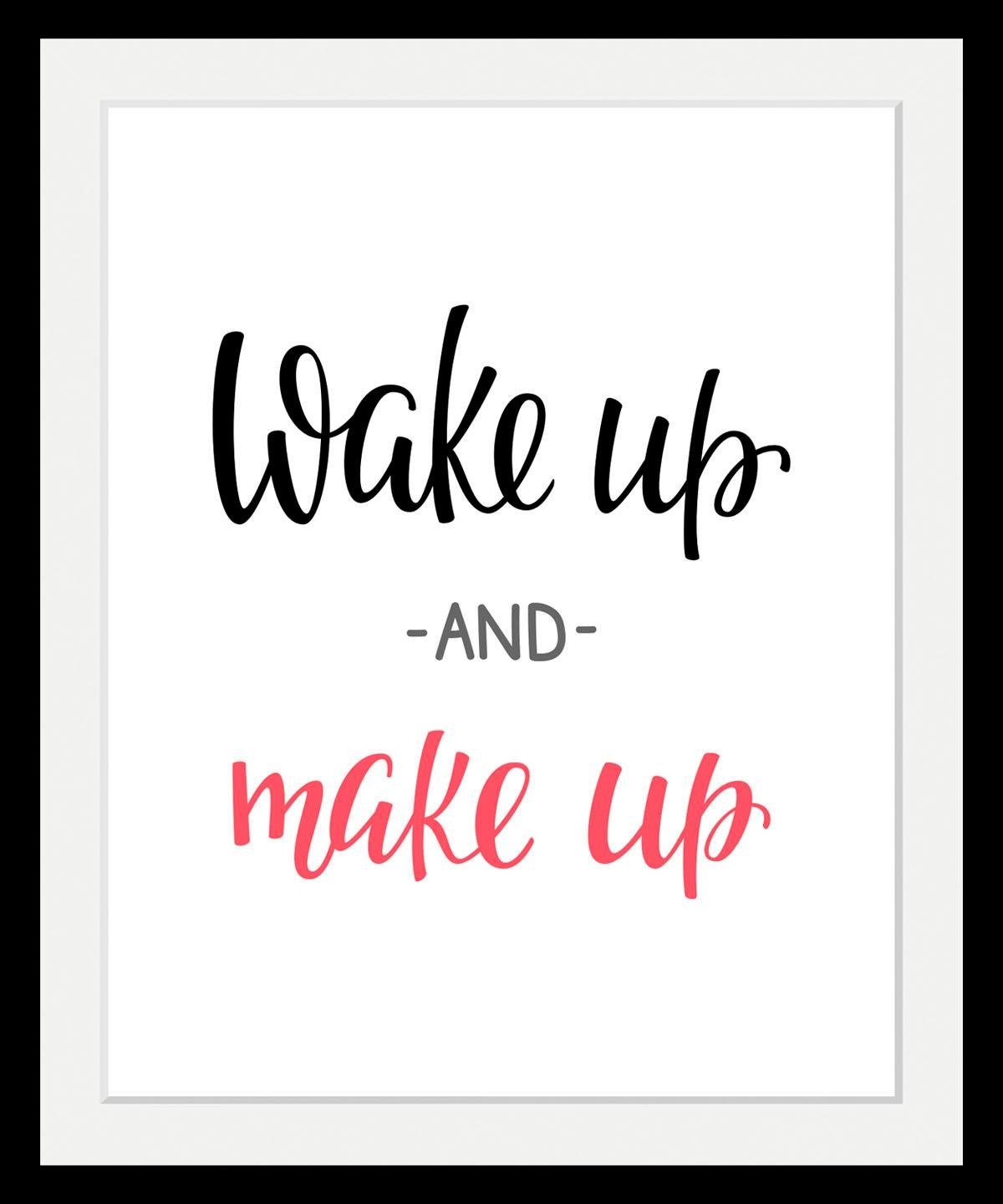 Queence Wanddecoratie Wake up HD premium posterdruk incl. houten lijst