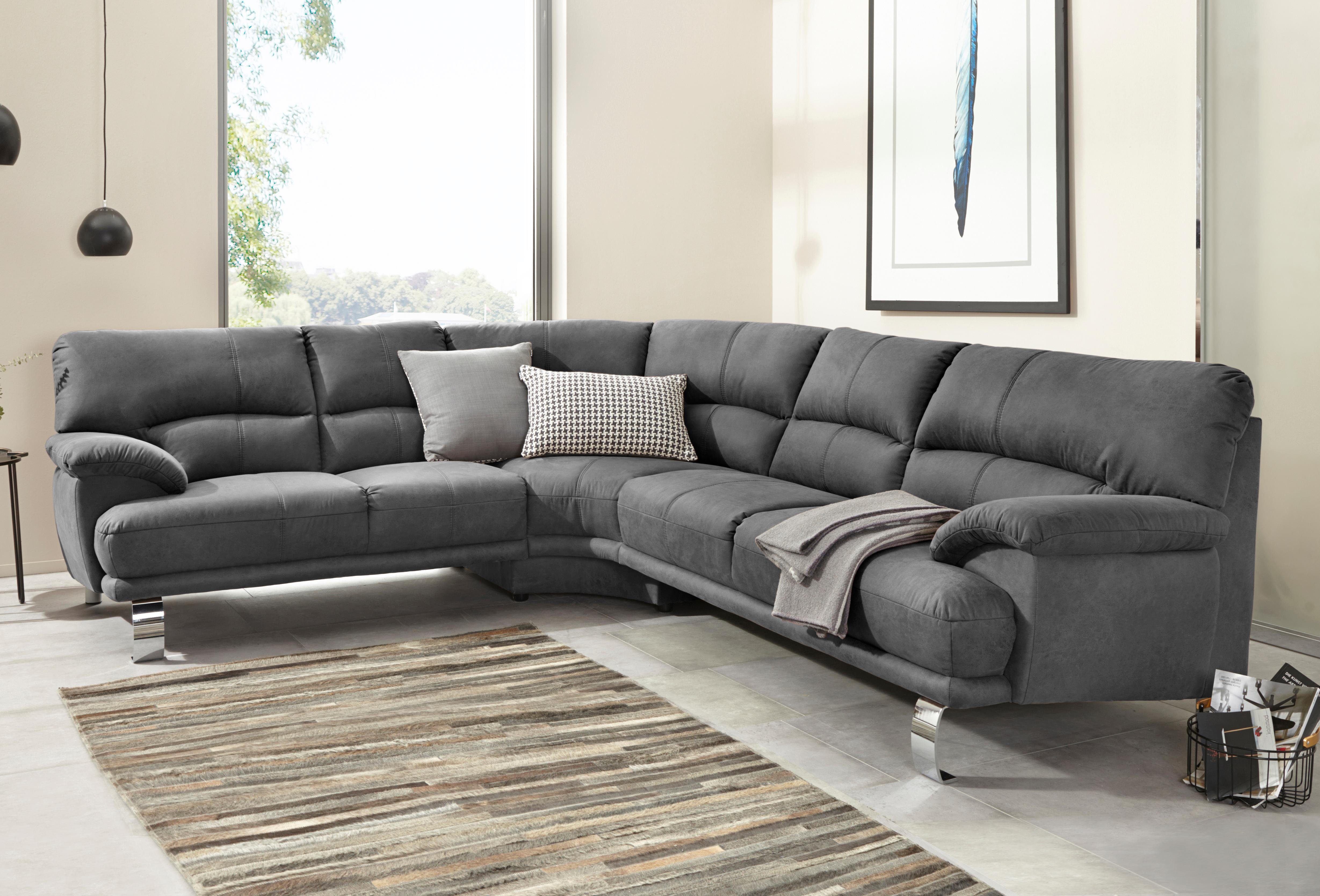 TRENDMANUFAKTUR Hoekbank Cecilia II, in Italiaans design, comfortabel, hoog zitcomfort, L-vorm