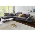 exxpo - sofa fashion hoekbank inclusief hoofd- resp. verstelbare rugleuning en verstelbare armleuning grijs
