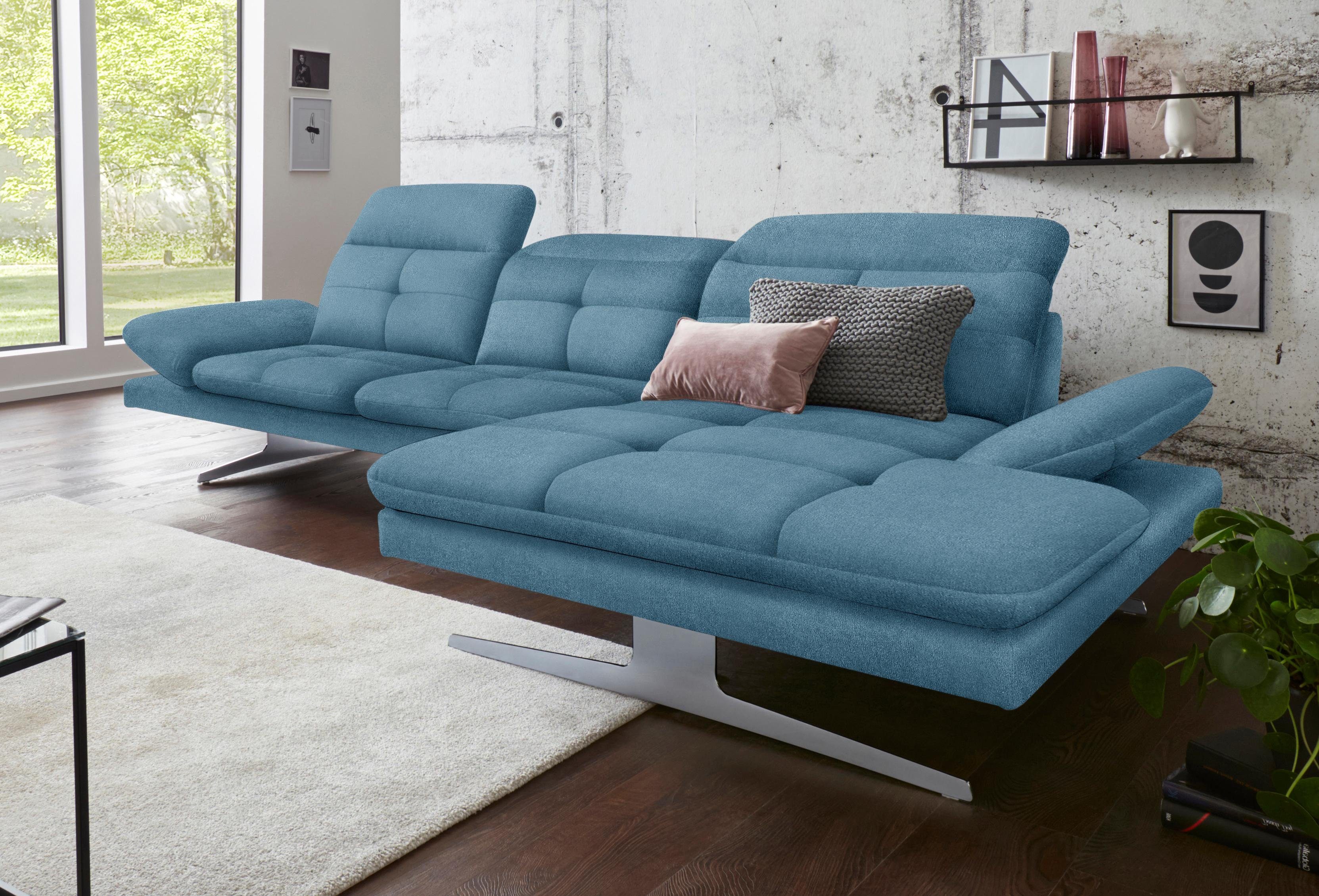 exxpo - sofa fashion Hoekbank inclusief hoofd- resp. verstelbare rugleuning en verstelbare armleuning