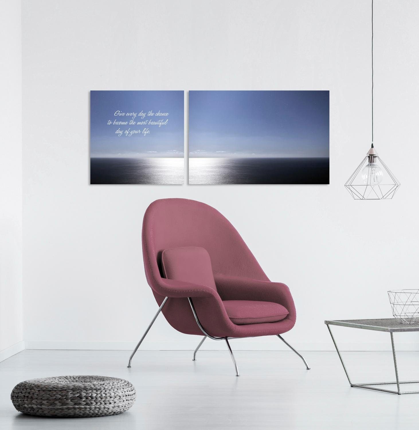 queence Artprint op linnen Day of your life Premium canvasstof, handgemaakt in Duitsland, uitspraak, 2-delige set (set)