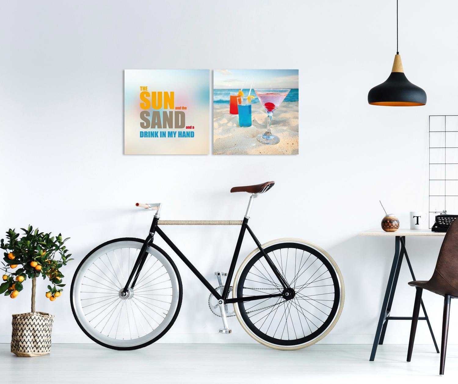 queence Artprint op linnen Sun & Sand Premium canvasstof, handgemaakt in Duitsland, uitspraak, 2-delige set (set)