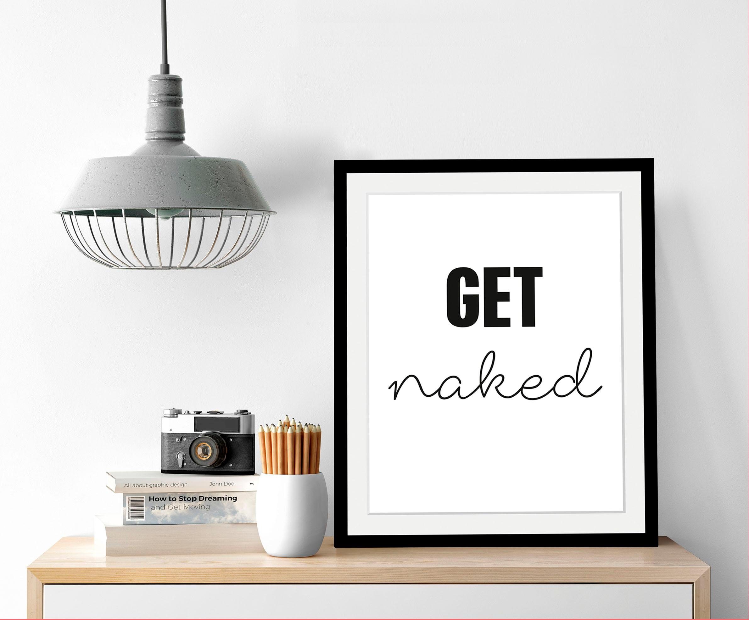 queence Wanddecoratie Get naked HD premium posterdruk incl. houten lijst