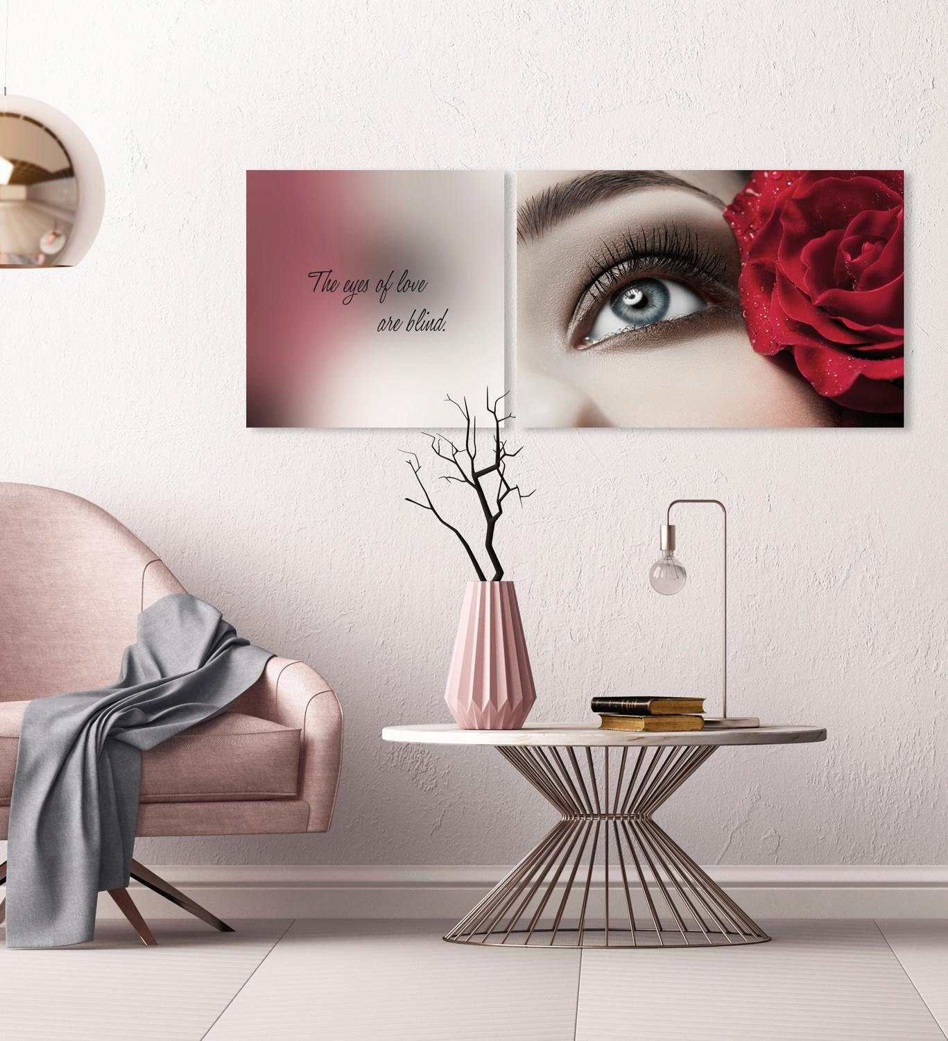 queence Artprint op linnen Eyes Premium canvasstof, handgemaakt in Duitsland, uitspraak, 2-delige set (set)