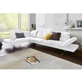 exxpo - sofa fashion hoekbank inclusief hoofd- resp. verstelbare rugleuning en verstelbare armleuning wit