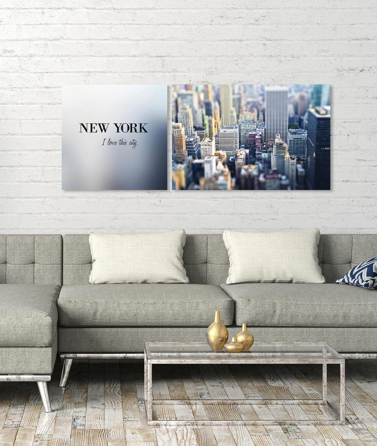 queence Artprint op linnen New York Premium canvasstof, handgemaakt in Duitsland, uitspraak, 2-delige set (set)