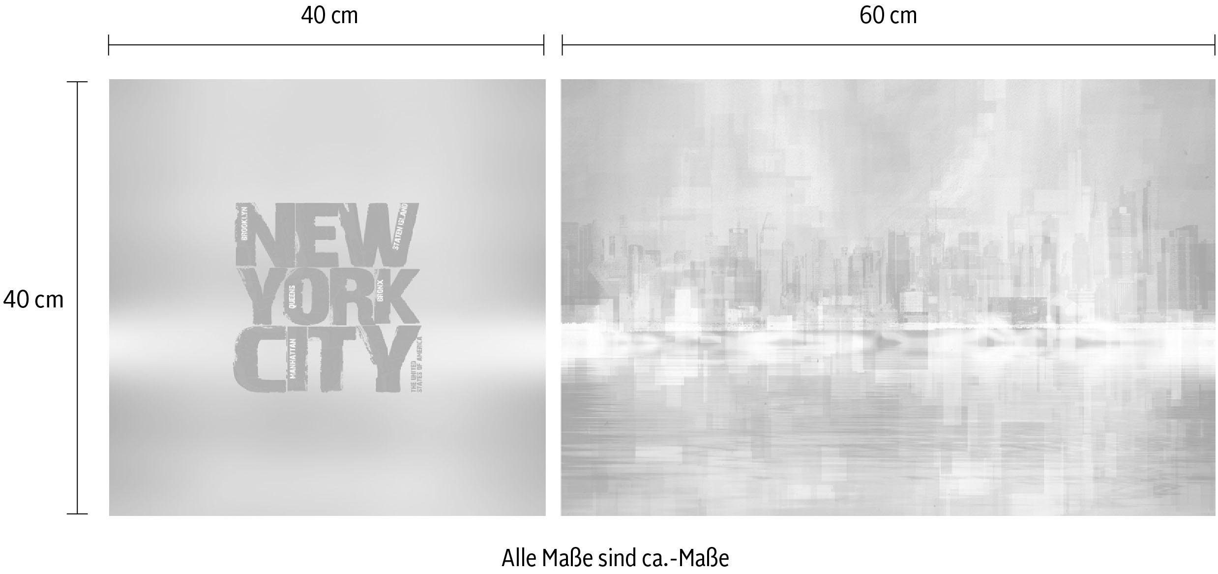 queence Artprint op linnen New York City Premium canvasstof, handgemaakt in Duitsland, uitspraak, 2-delige set (set)