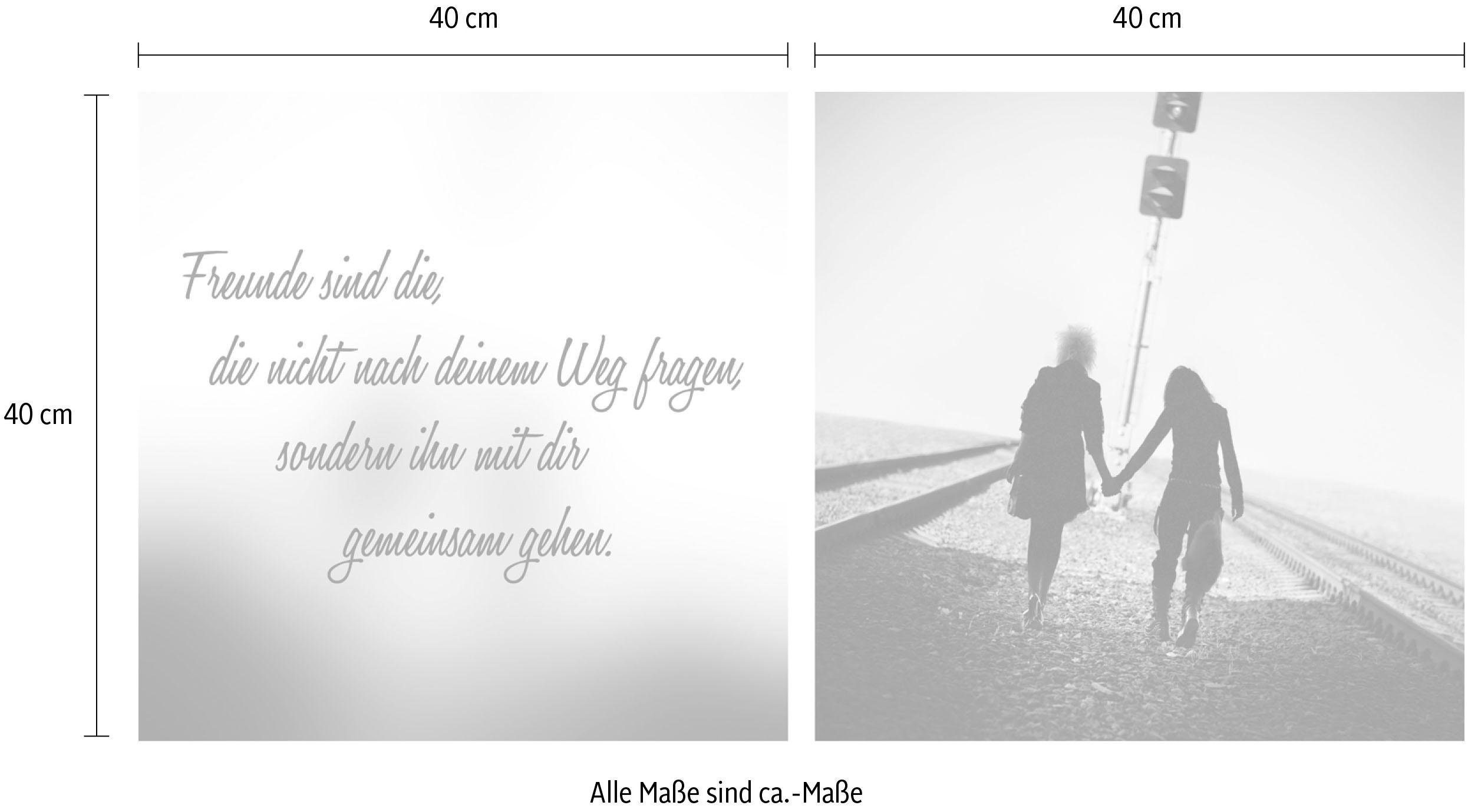 queence Artprint op linnen Vrienden Premium canvasstof, handgemaakt in Duitsland, uitspraak, 2-delige set (set)