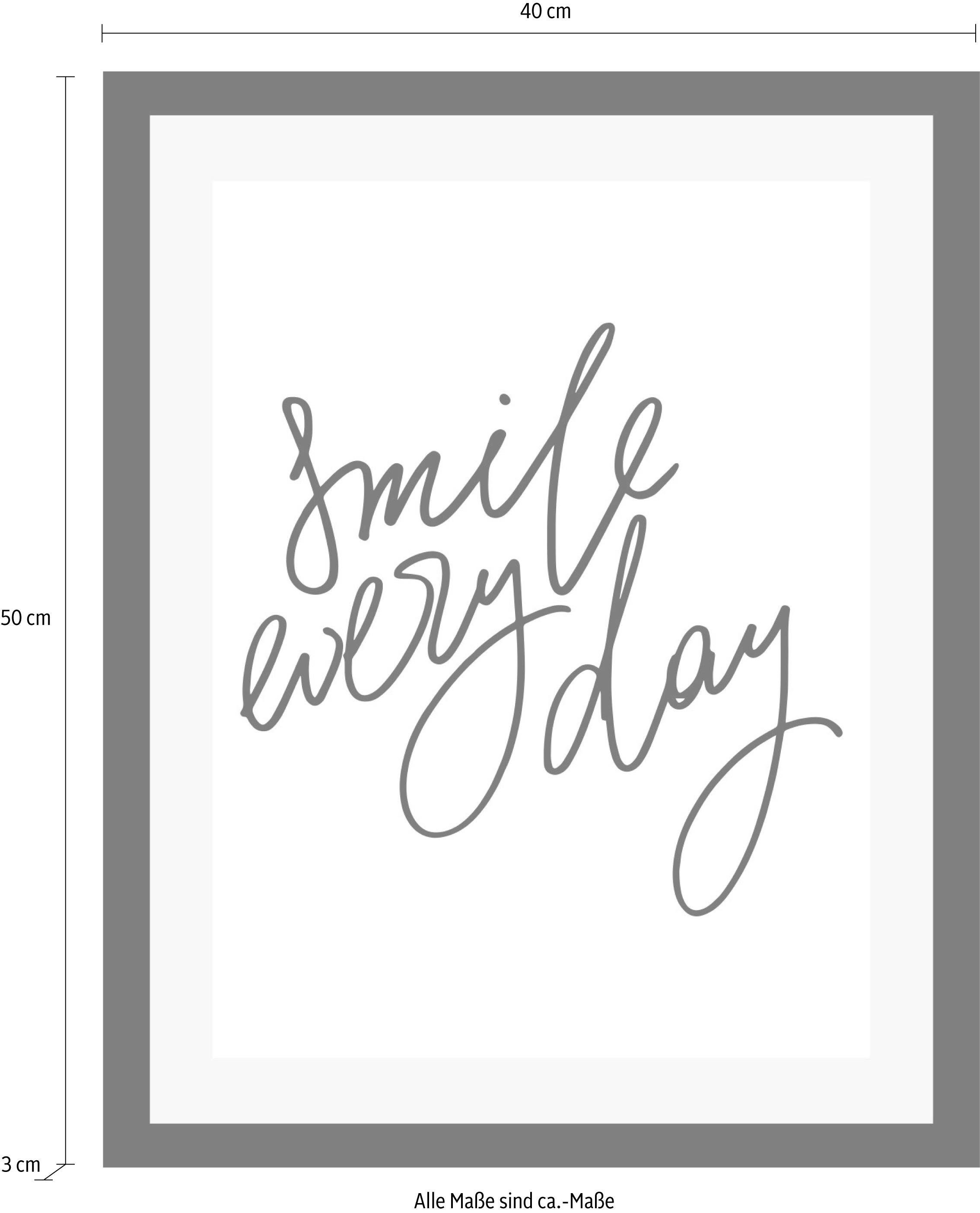 queence Wanddecoratie Smile HD premium posterdruk incl. houten lijst