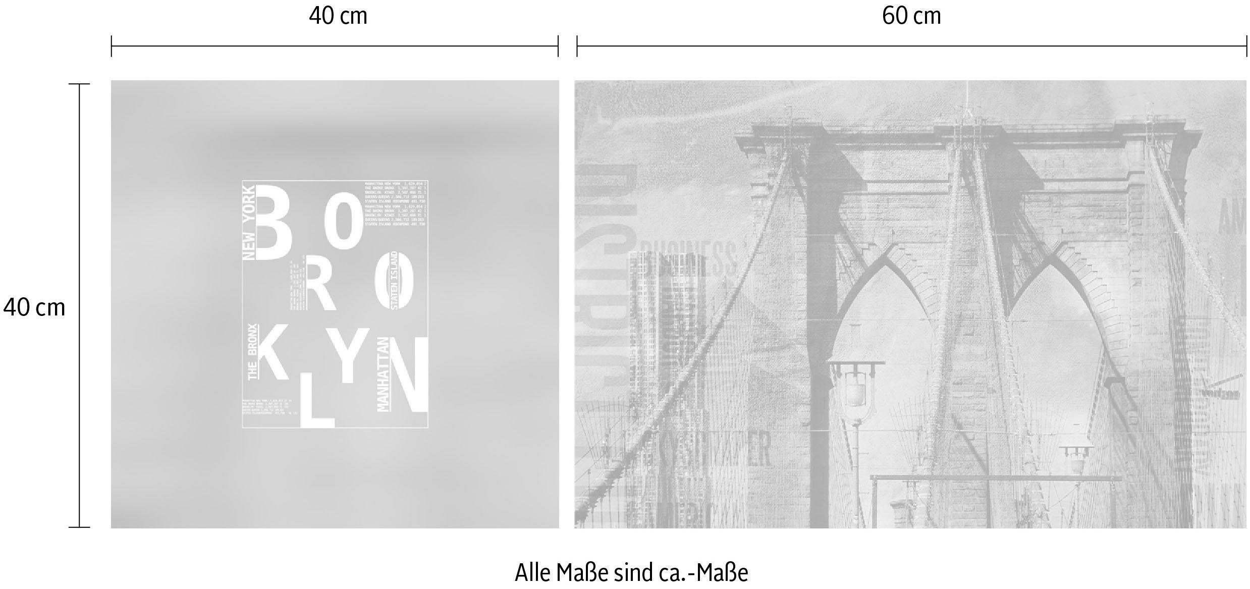 queence Artprint op linnen Brooklyn Premium canvasstof, handgemaakt in Duitsland, uitspraak, 2-delige set (set)
