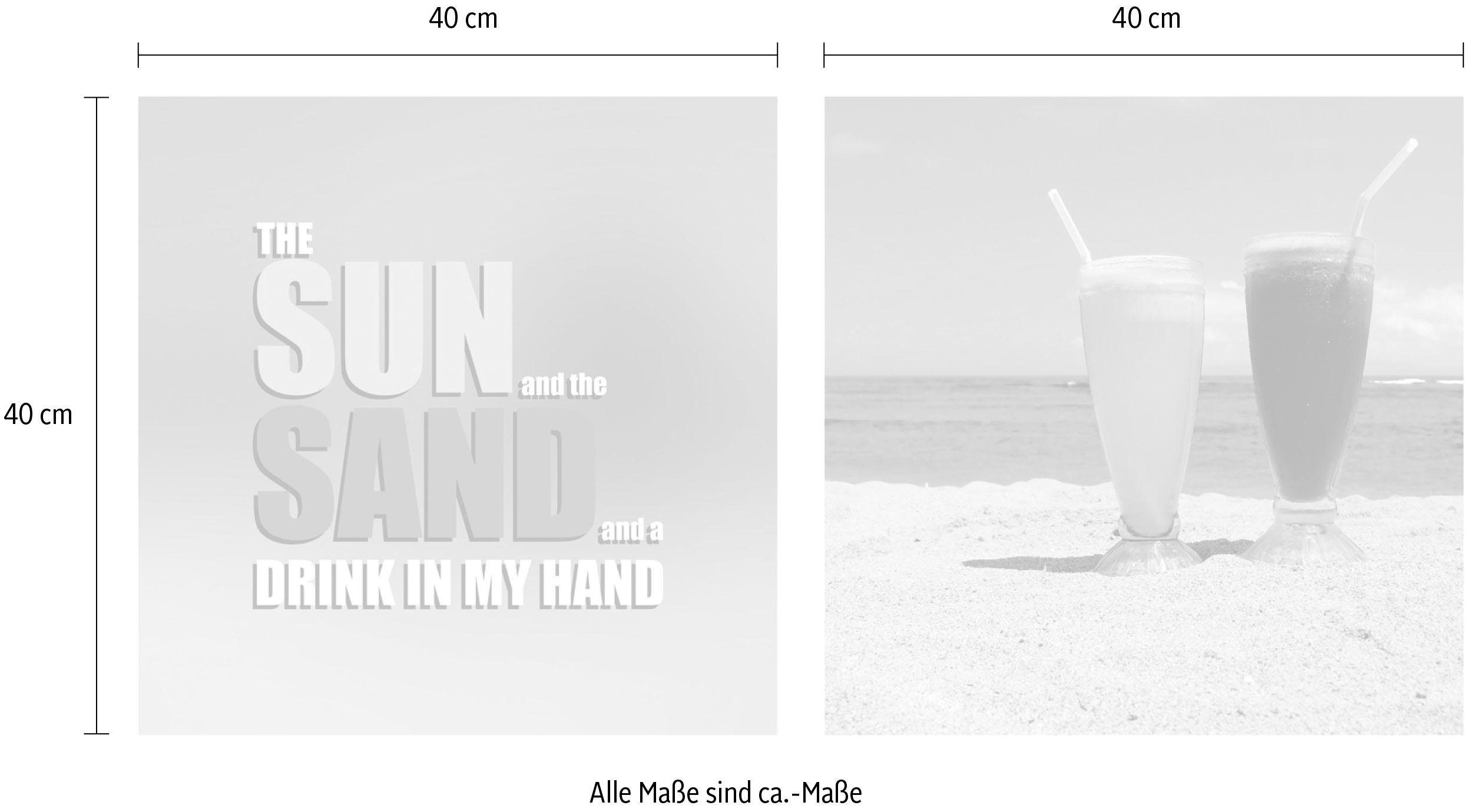 queence Artprint op linnen Drink in my hand Premium canvasstof, handgemaakt in Duitsland, uitspraak, 2-delige set (set)