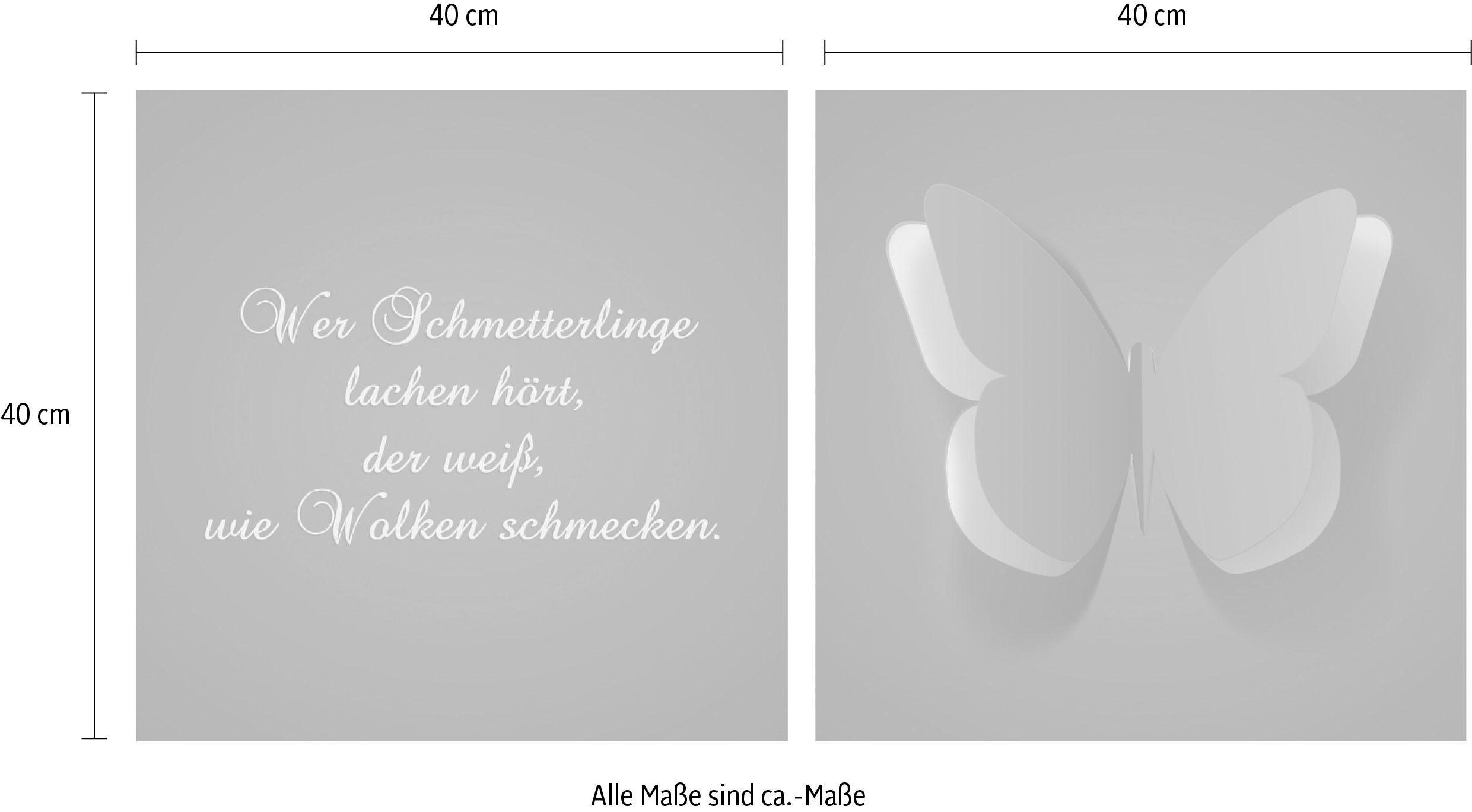 queence Artprint op linnen Vlinder Premium canvasstof, handgemaakt in Duitsland, uitspraak, 2-delige set (set)